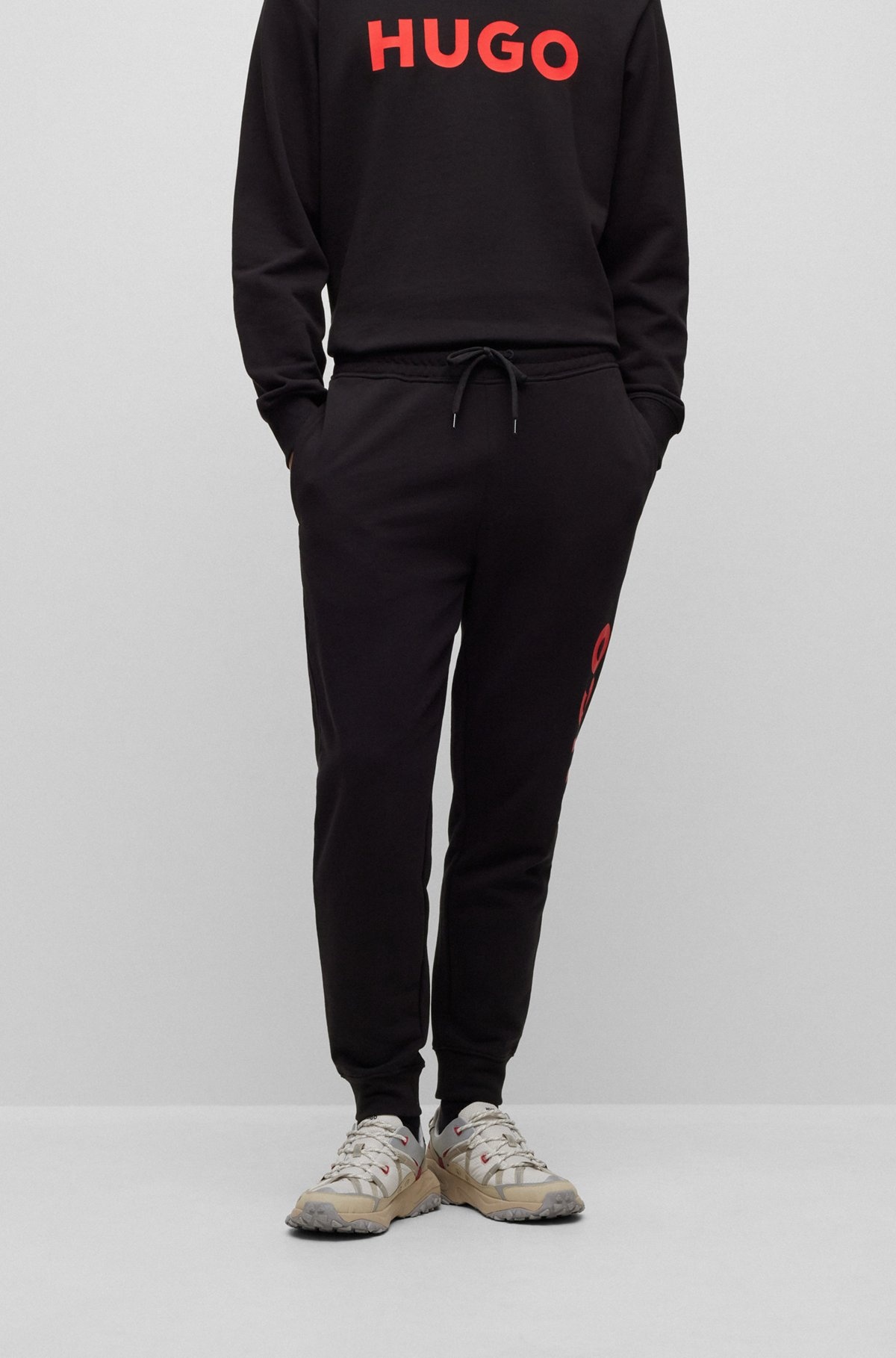 CUFFED TRACKSUIT BOTTOMS IN FRENCH TERRY WITH CONTRAST LOGO - 2