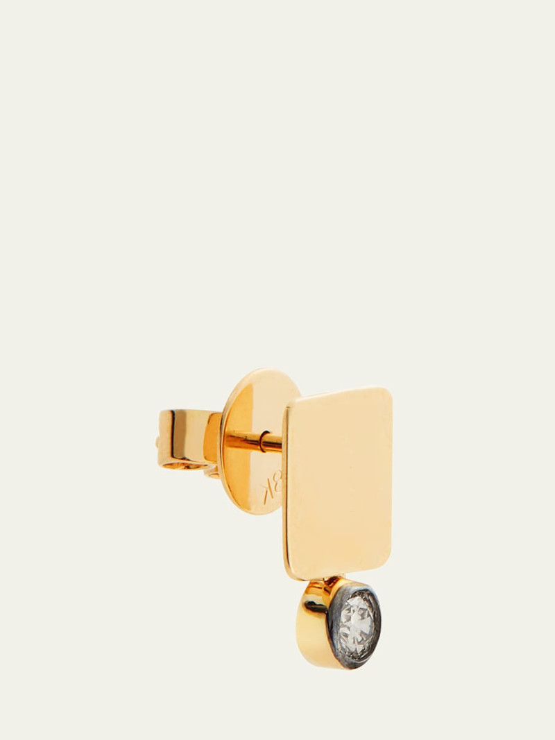 ILEANA MAKRI 18K Yellow Gold Large Tile Stud Earrings with Floating Champagne Diamonds outlook