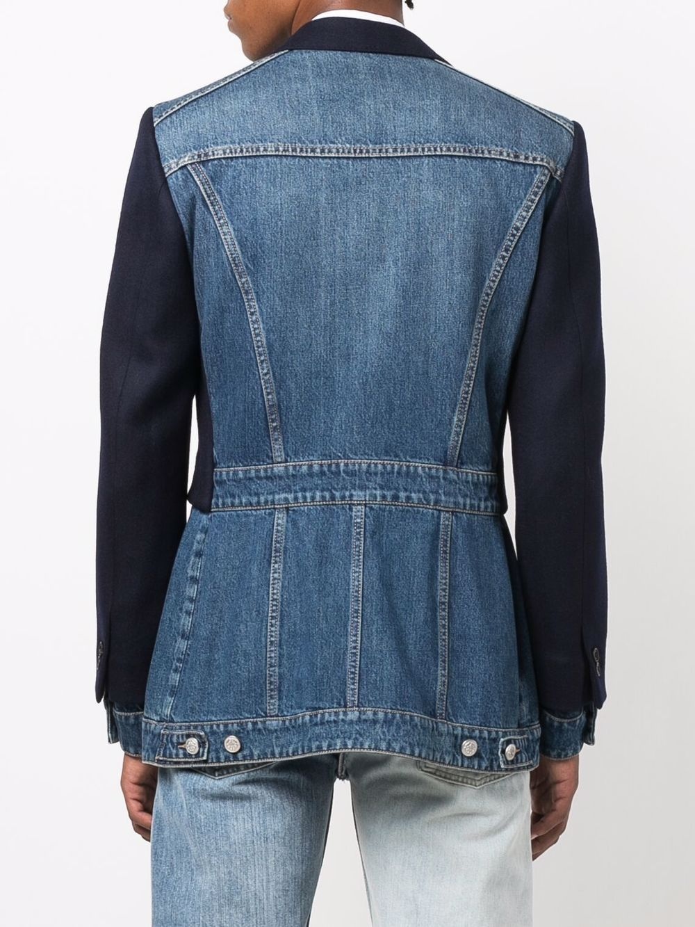 denim-panelled blazer - 4