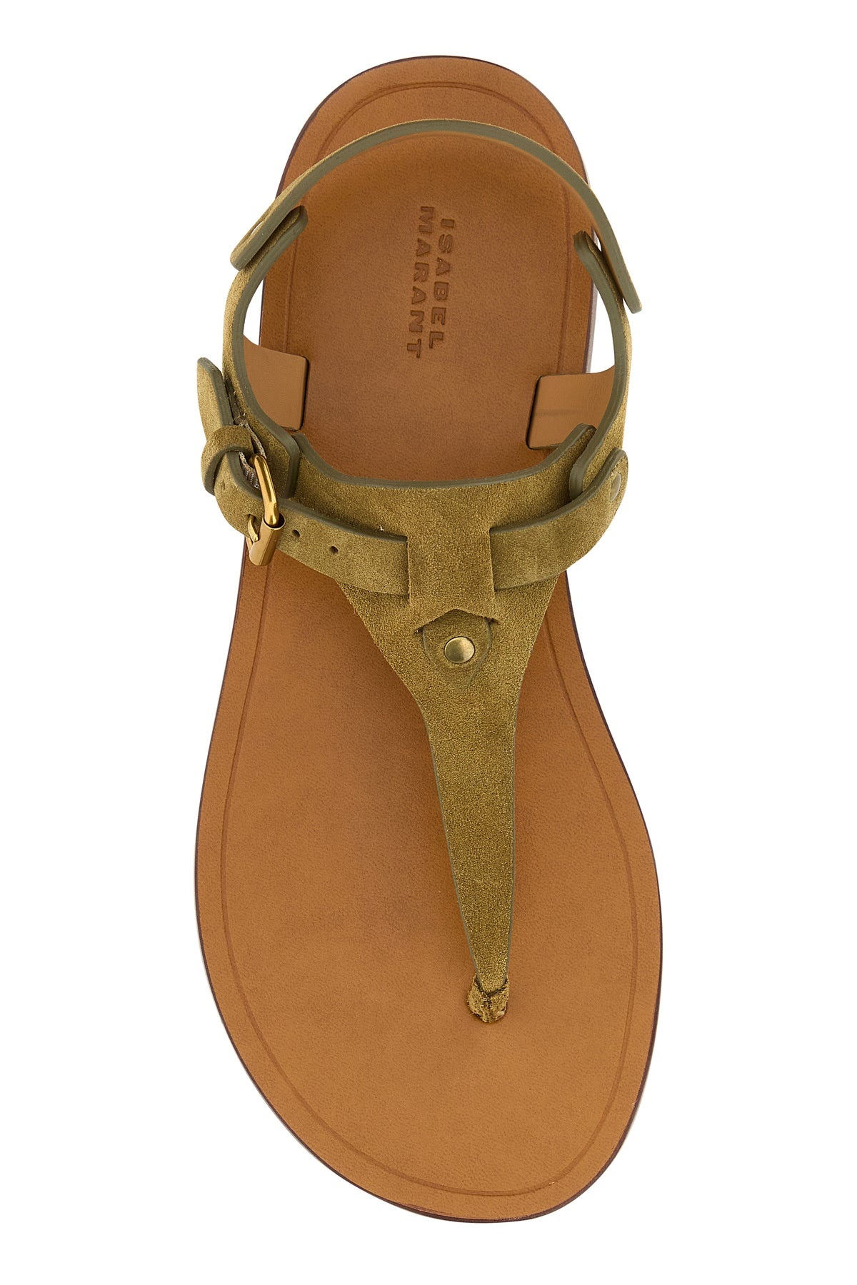 Army green suede thong sandals - 4