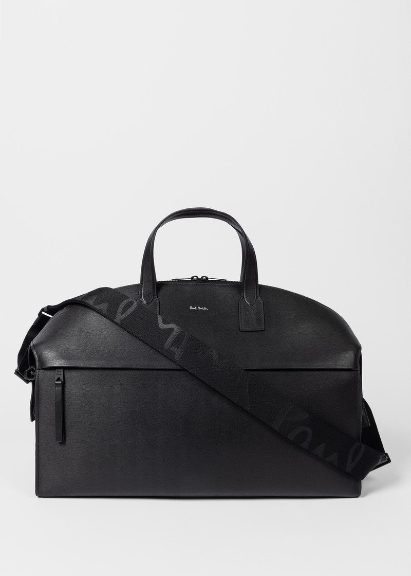 Black Grained Leather Holdall Bag 6
