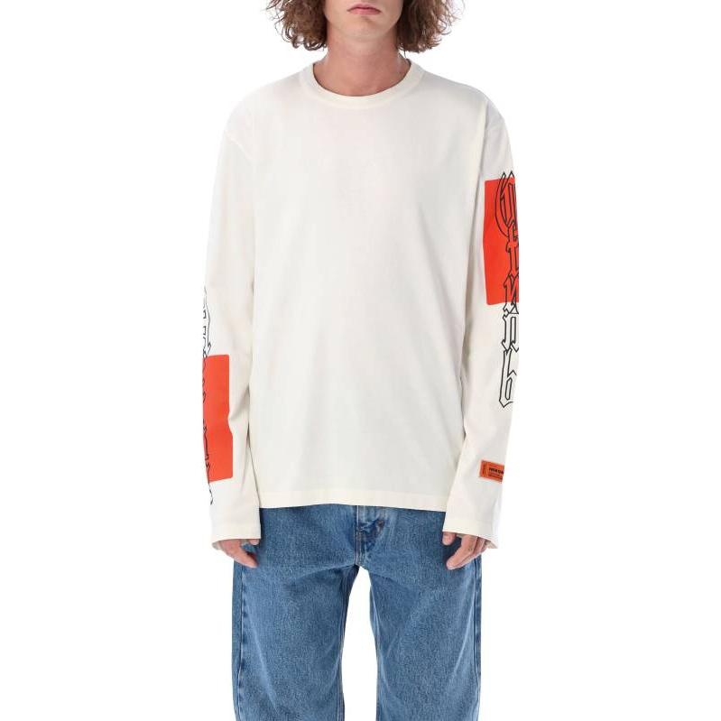 HERON PRESTON Fw22 Gothic Color Block Long-Sleeve T-shirt 'White Orange' HMAB026F22JER0020122 - 3