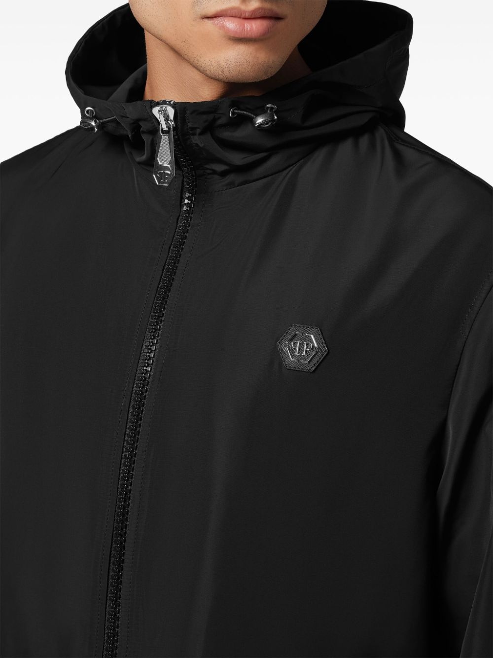 logo-patch hooded windbreaker - 5