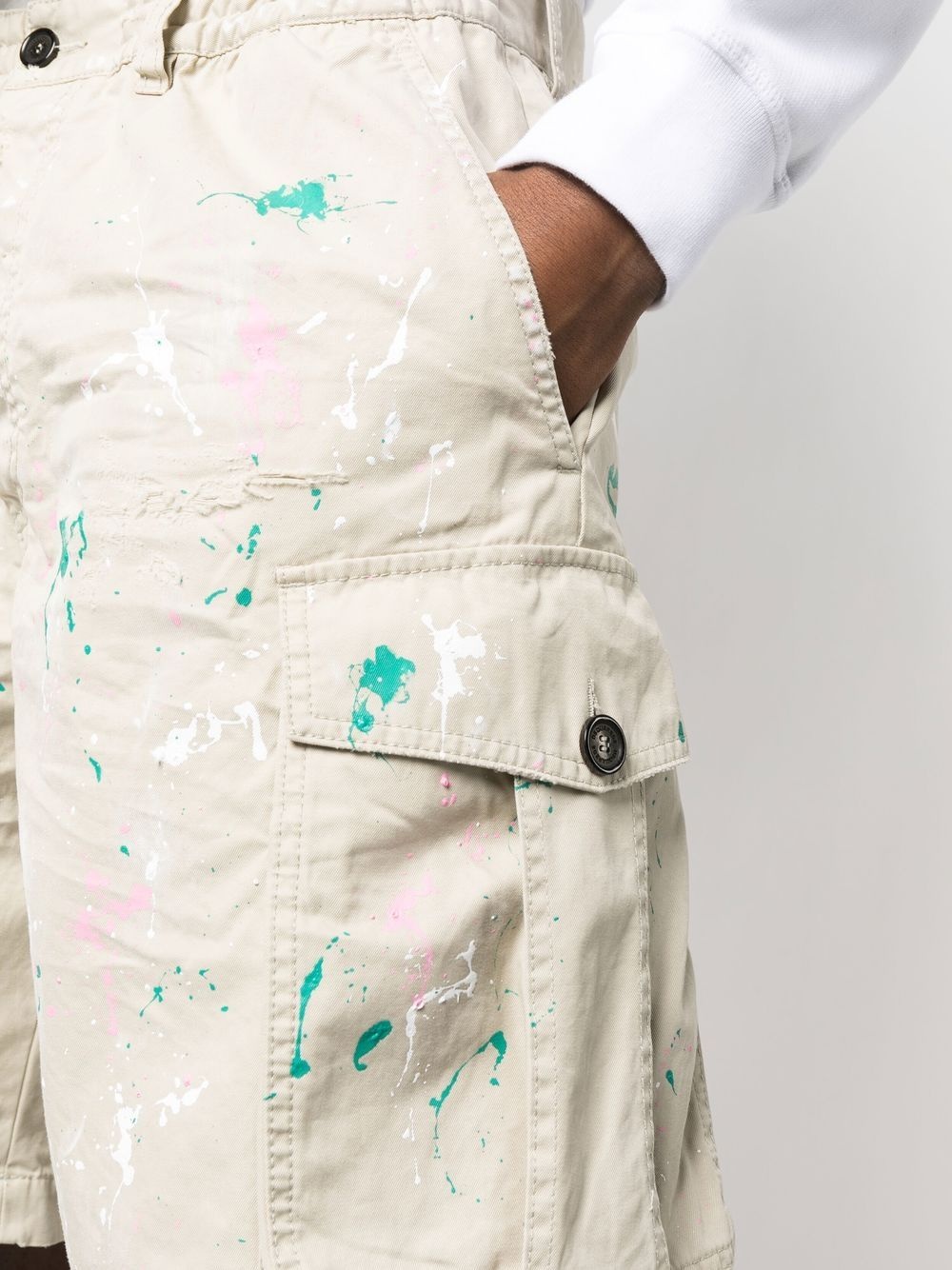 paint splatter cargo shorts - 5