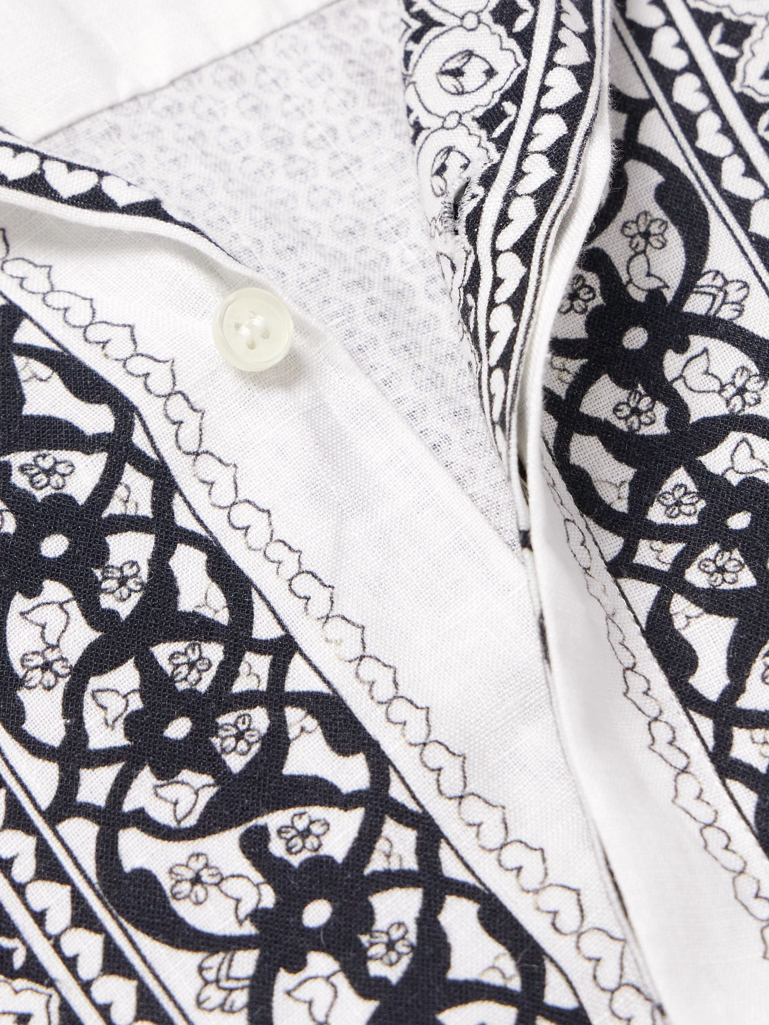 Maitan Camp-Collar Printed Cotton Shirt Gray - 4