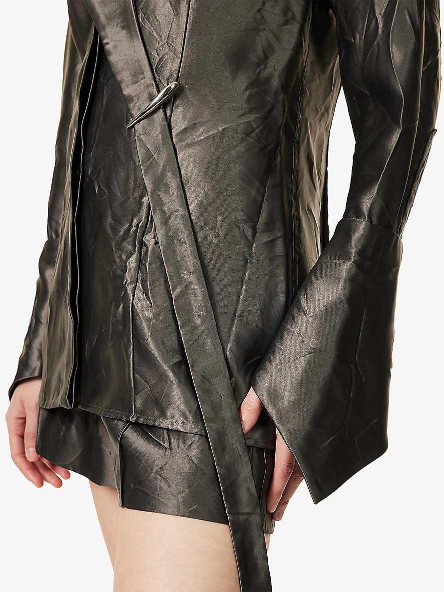 Oversized Crinkled Claw Loop Woven Shirt - 5