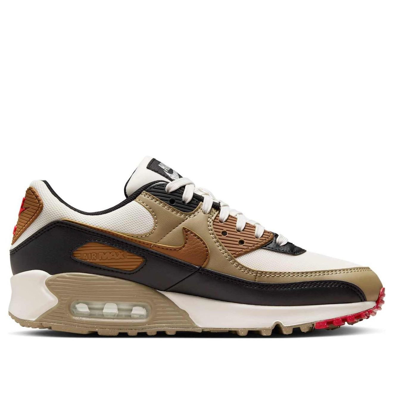 (WMNS) Nike Air Max 90 'Phantom Black Fire Red Light British Tan' DH8010-005 - 2