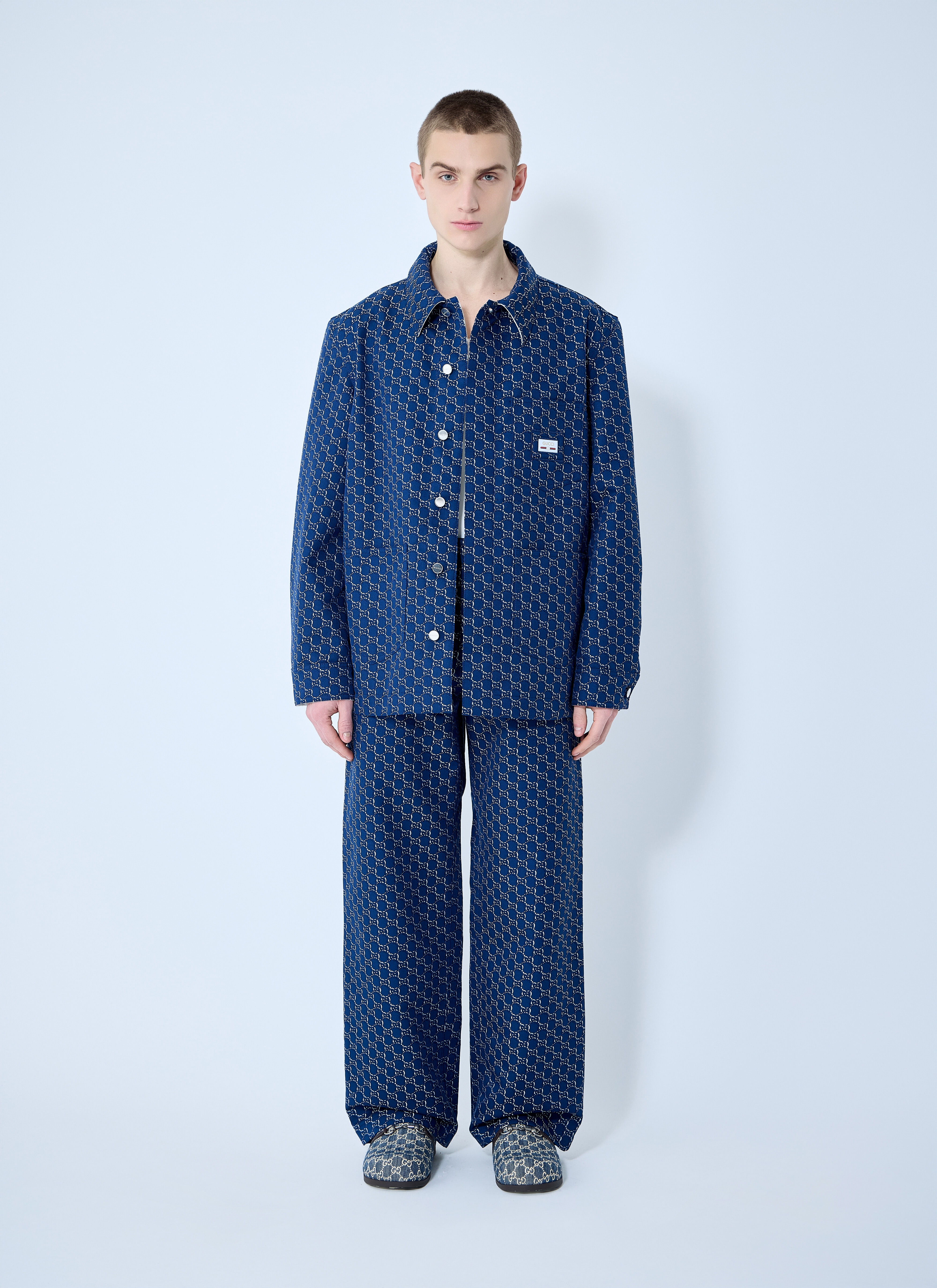 Cotton Jacquard Pants With GG Shadow - 2