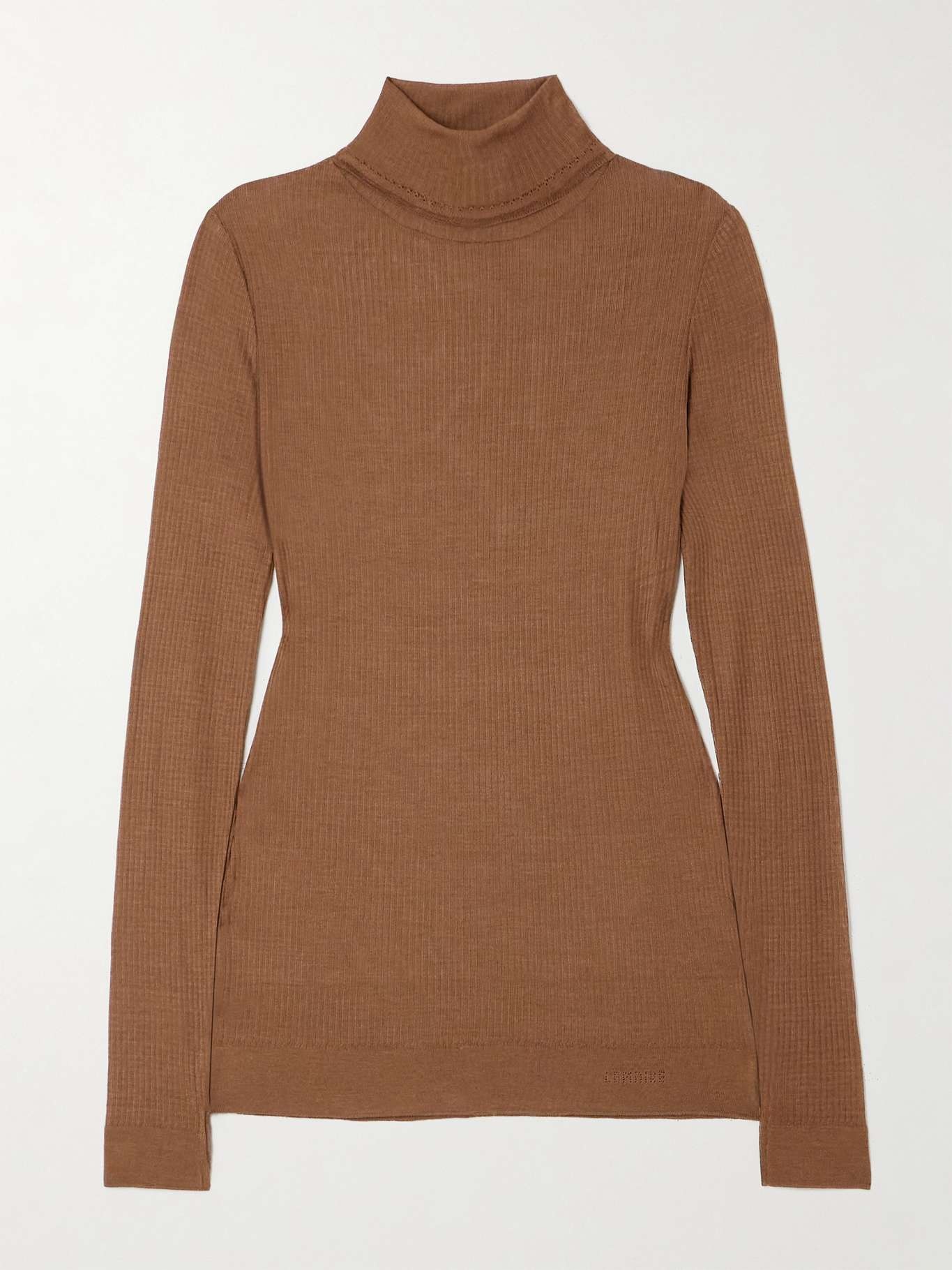 Seamless ribbed-knit turtleneck top - 1