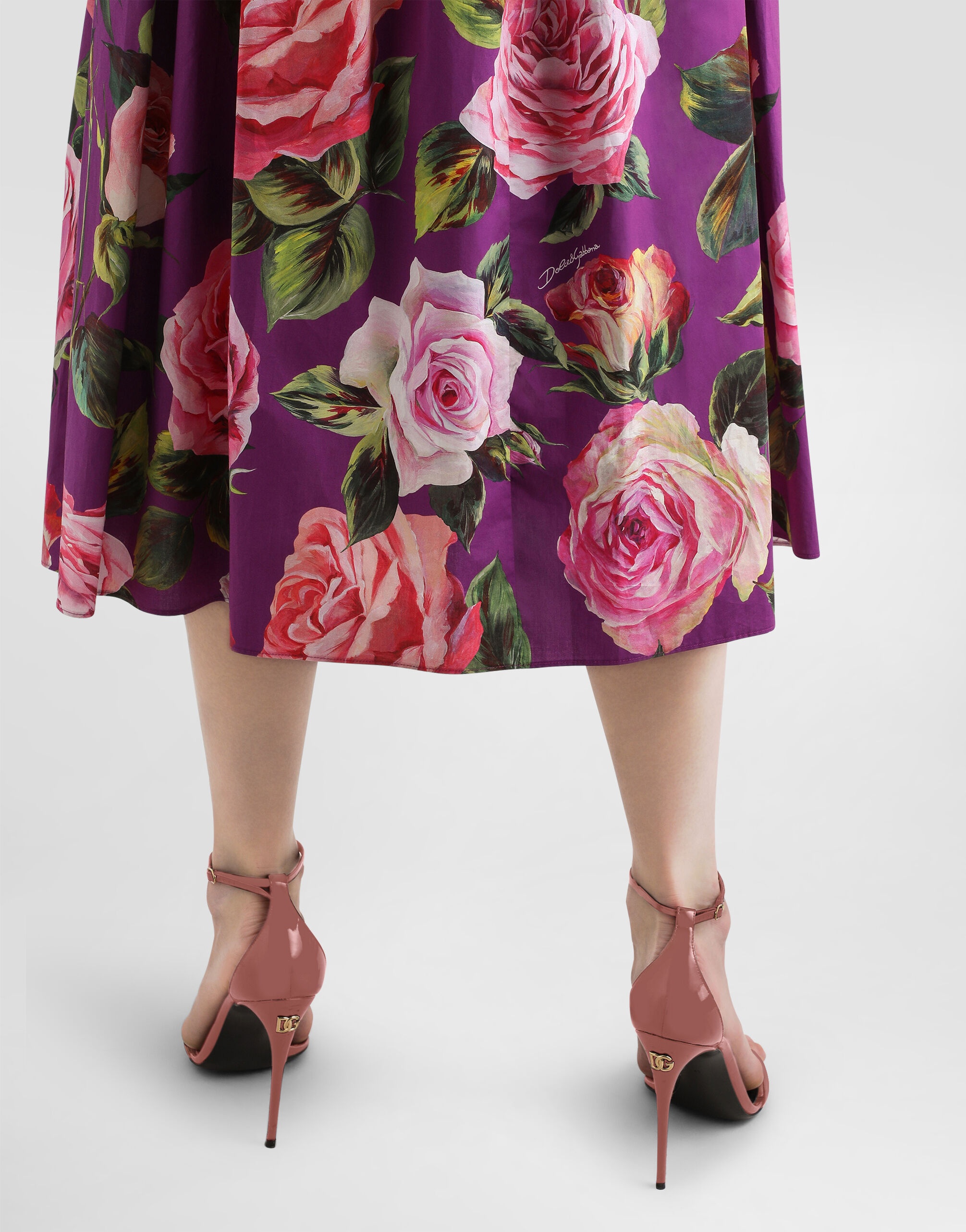 Short cotton dress with floral print and tie details - 5