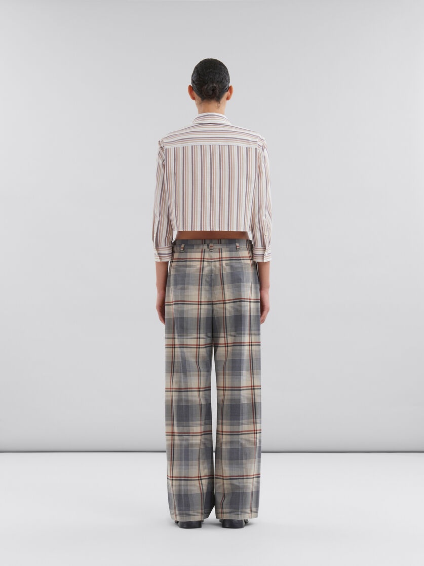 GREY CHECKED WOOL TROUSERS WITH BELT - 3