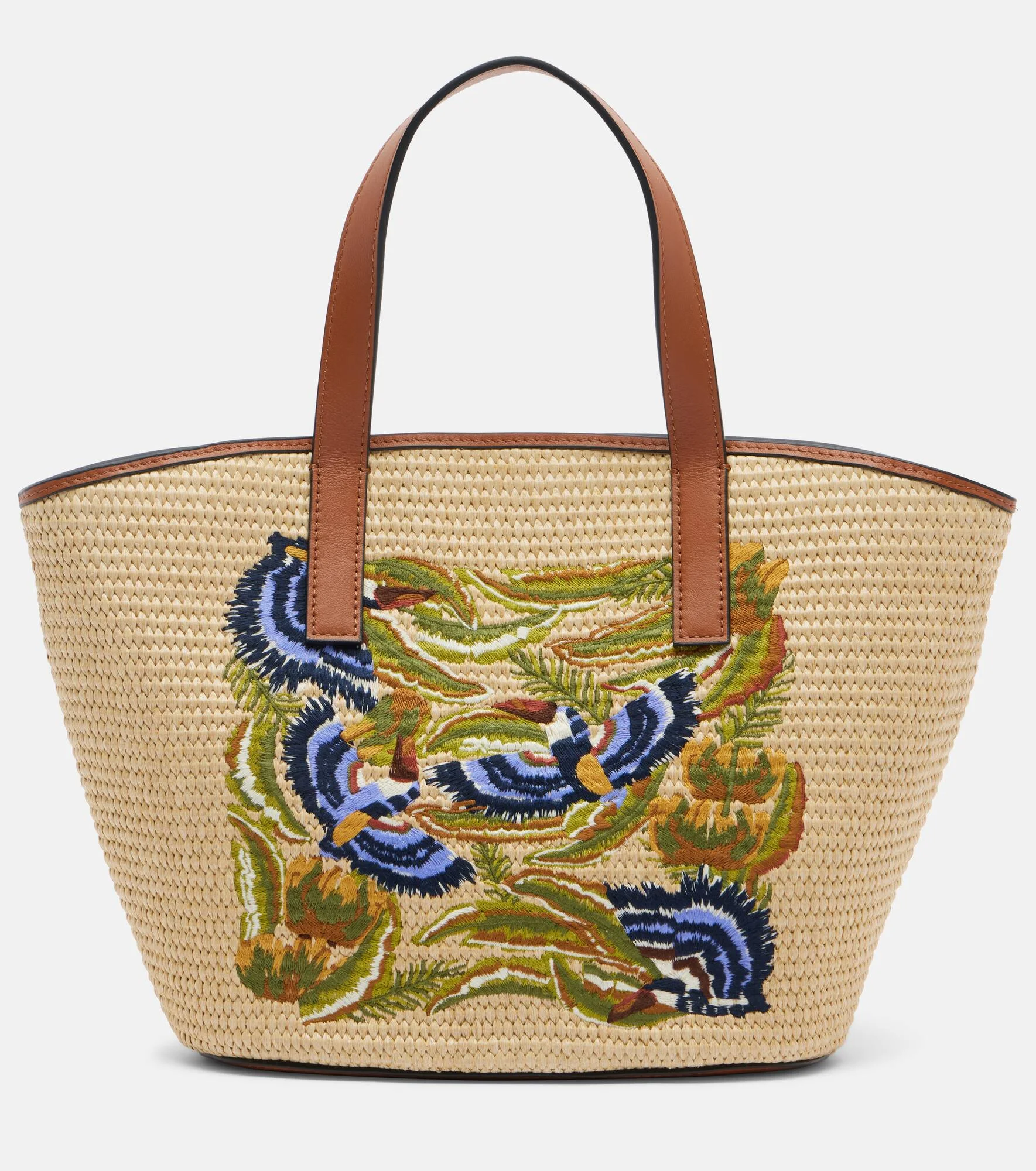 Basket Small leather-trimmed tote bag - 1