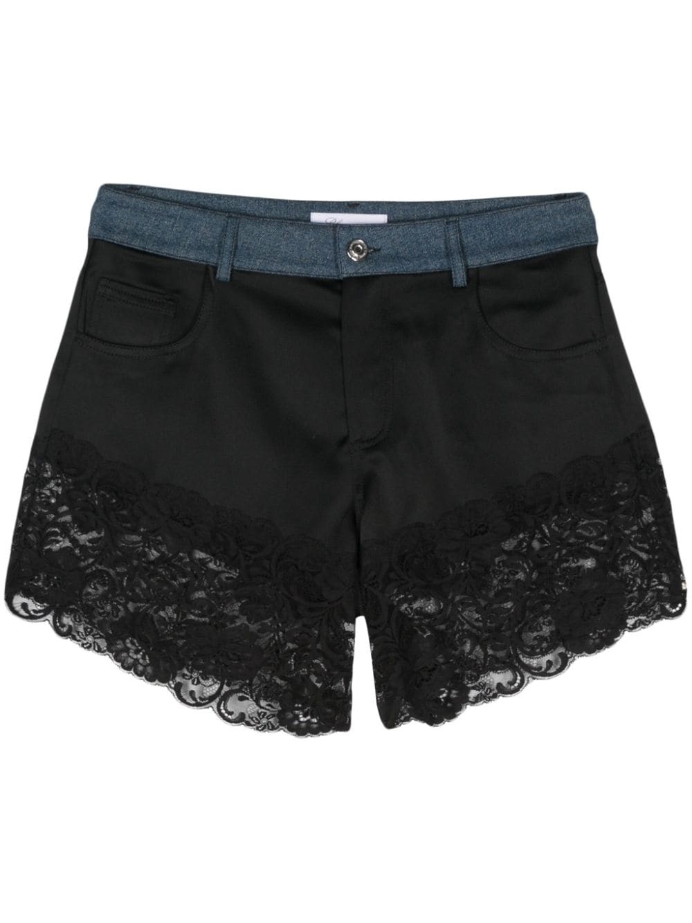 lace-trim satin shorts - 1