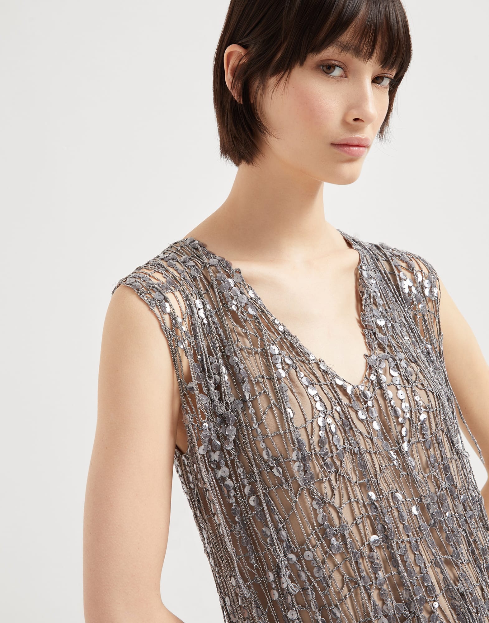Glistening abstract embroidery knit dress - 3