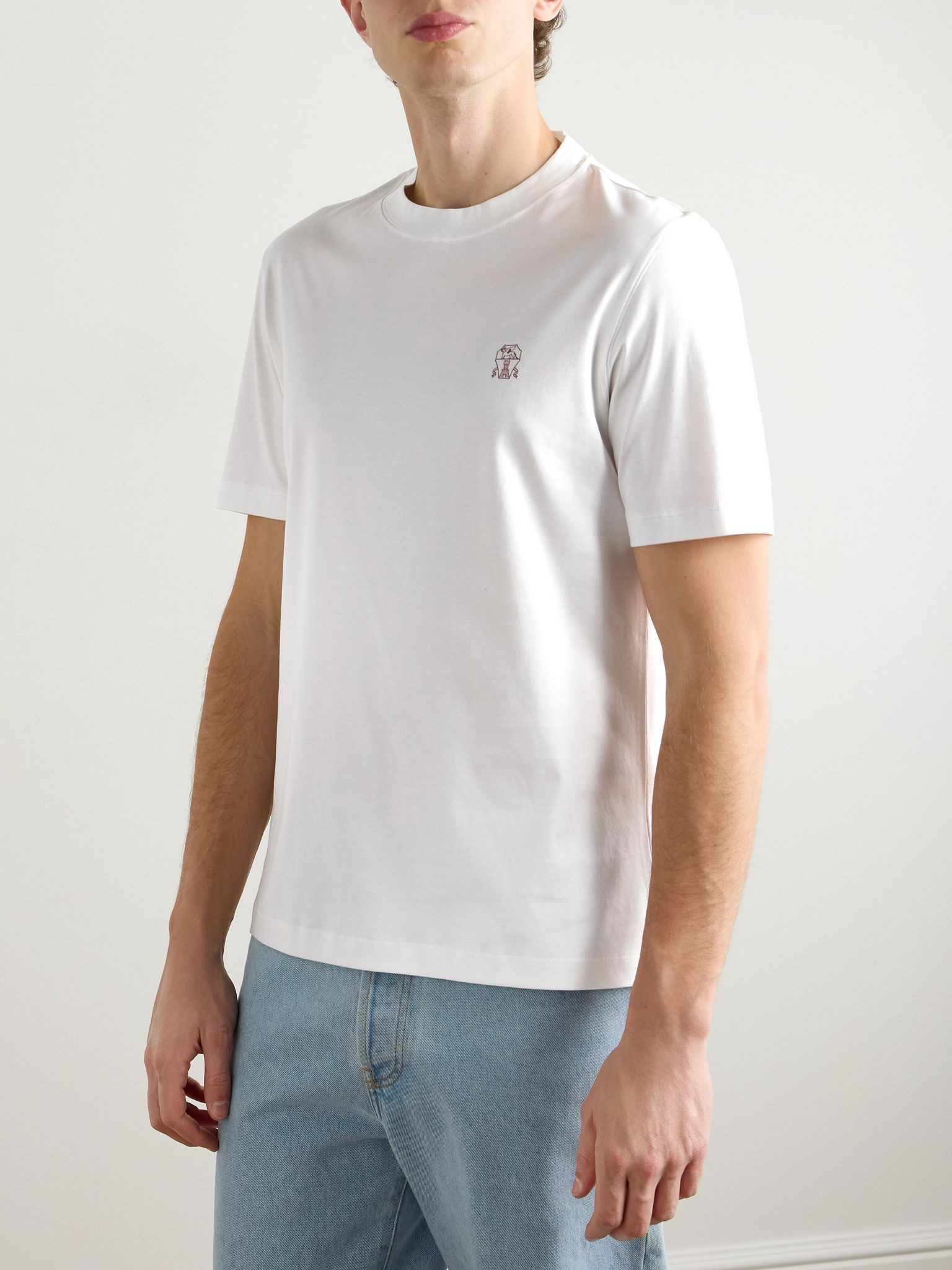 Logo-Print Cotton-Jersey T-Shirt White - 3
