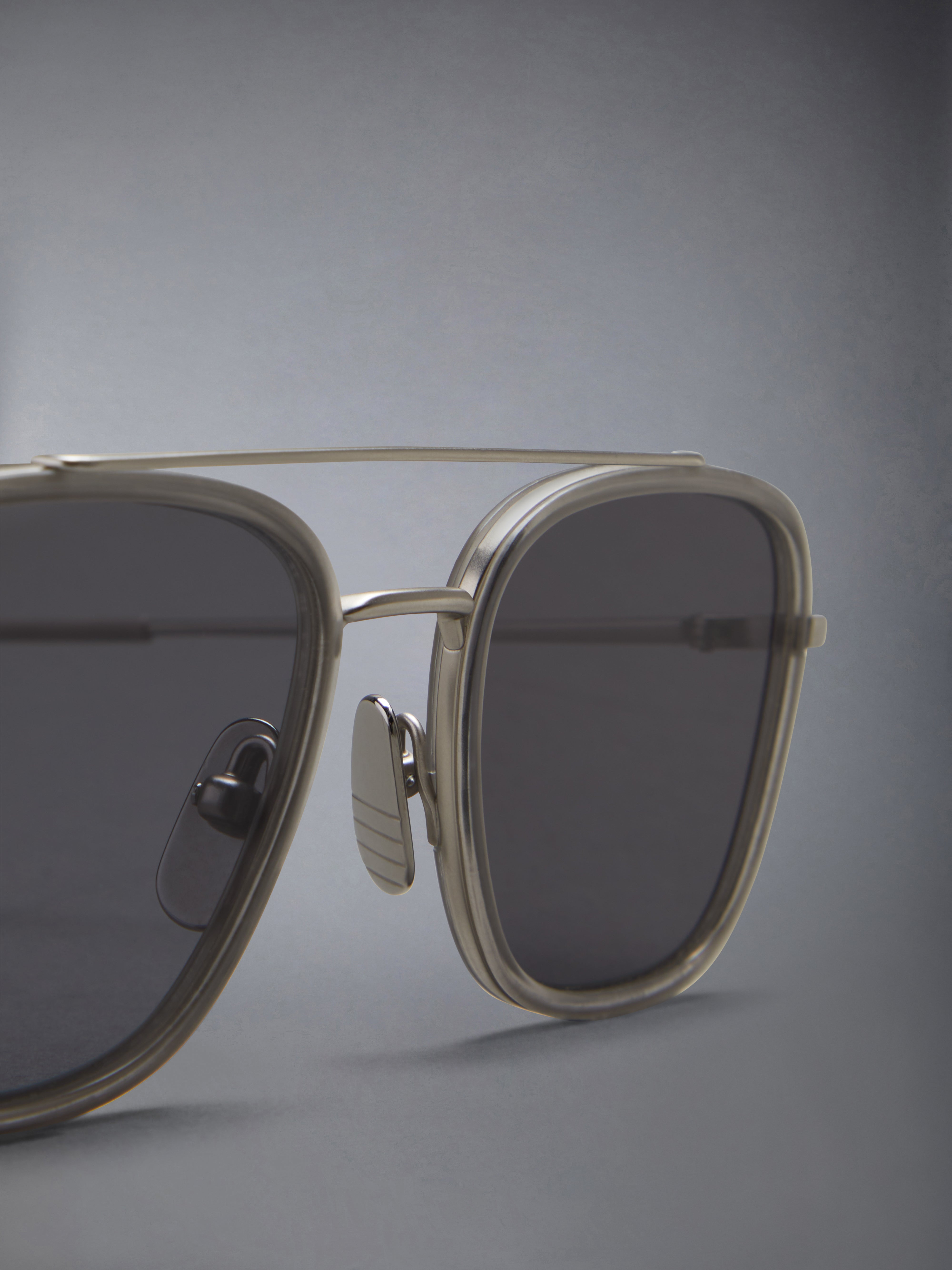 Acetate And Titanium Rectangular Aviator Sunglasses - 7
