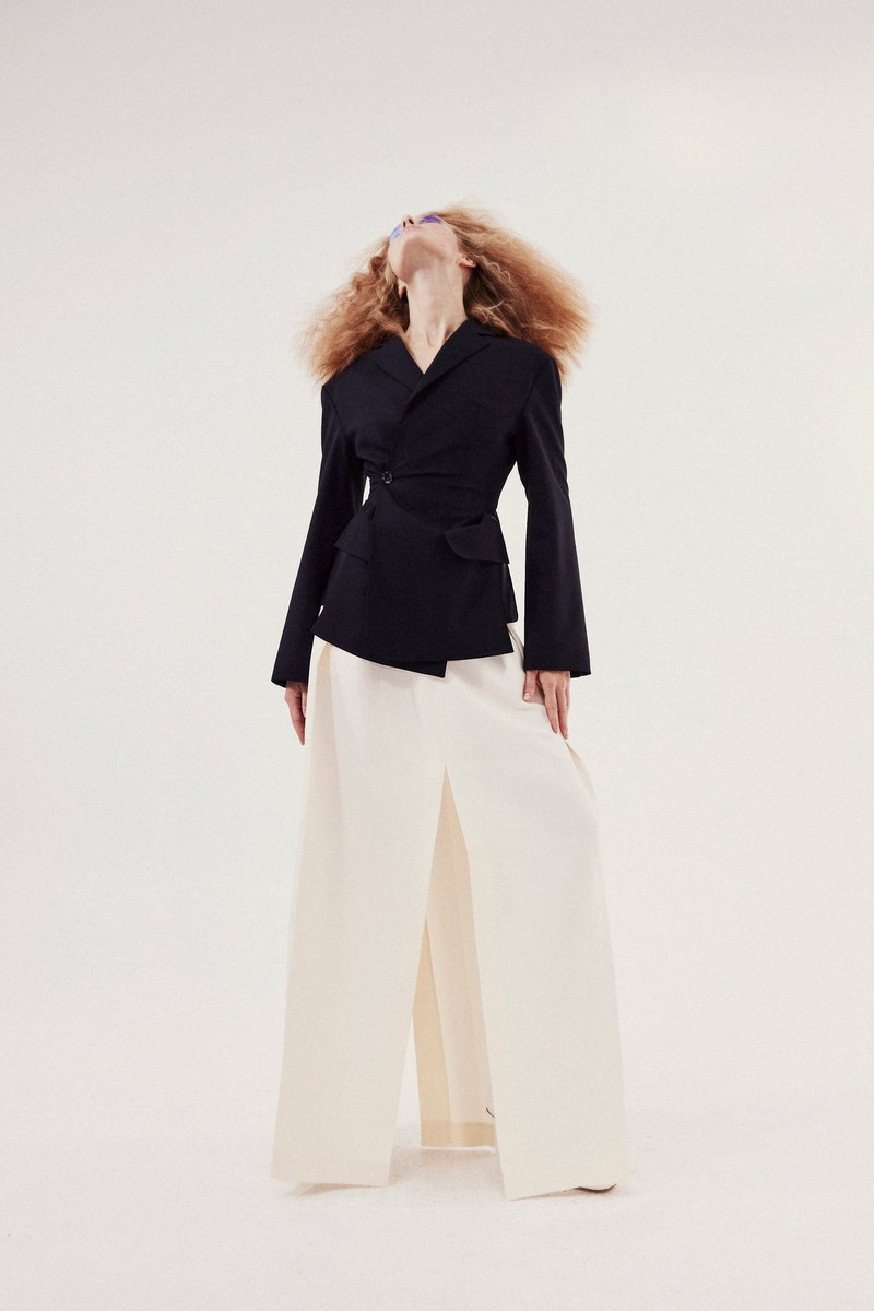 SINGLE BREASTED JACKET WITH BACK CUTOUT AND TIES BLACK 7