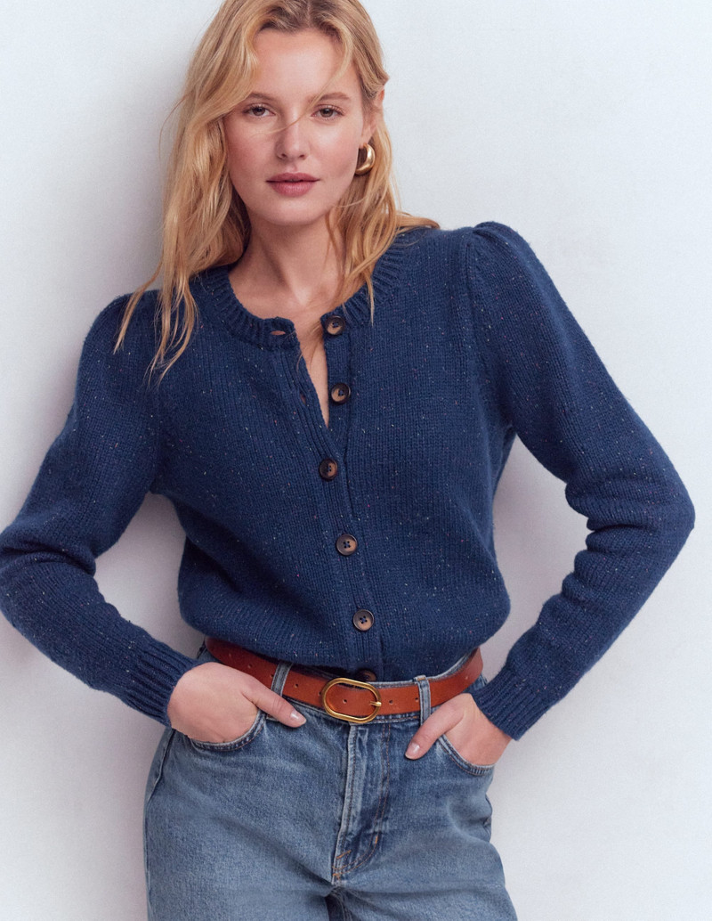 Davina Puff Sleeve Cardigan-Blue, Nep 6