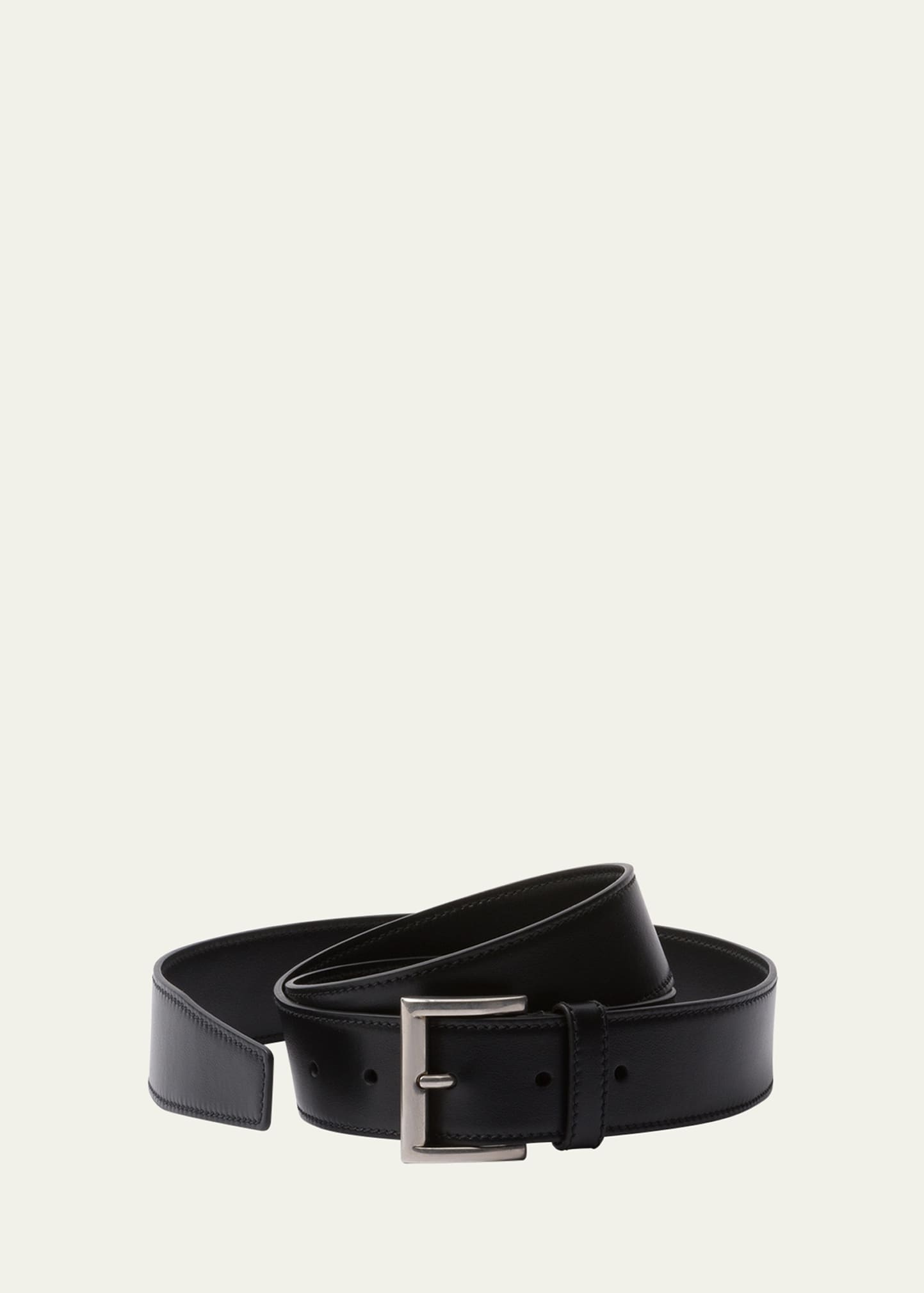 Metal Buckle Calf Leather Belt - 1