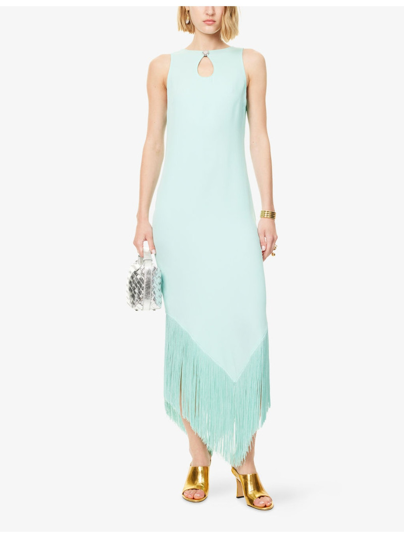 Taller Marmo Taormina Fringed Woven Midi Dress outlook