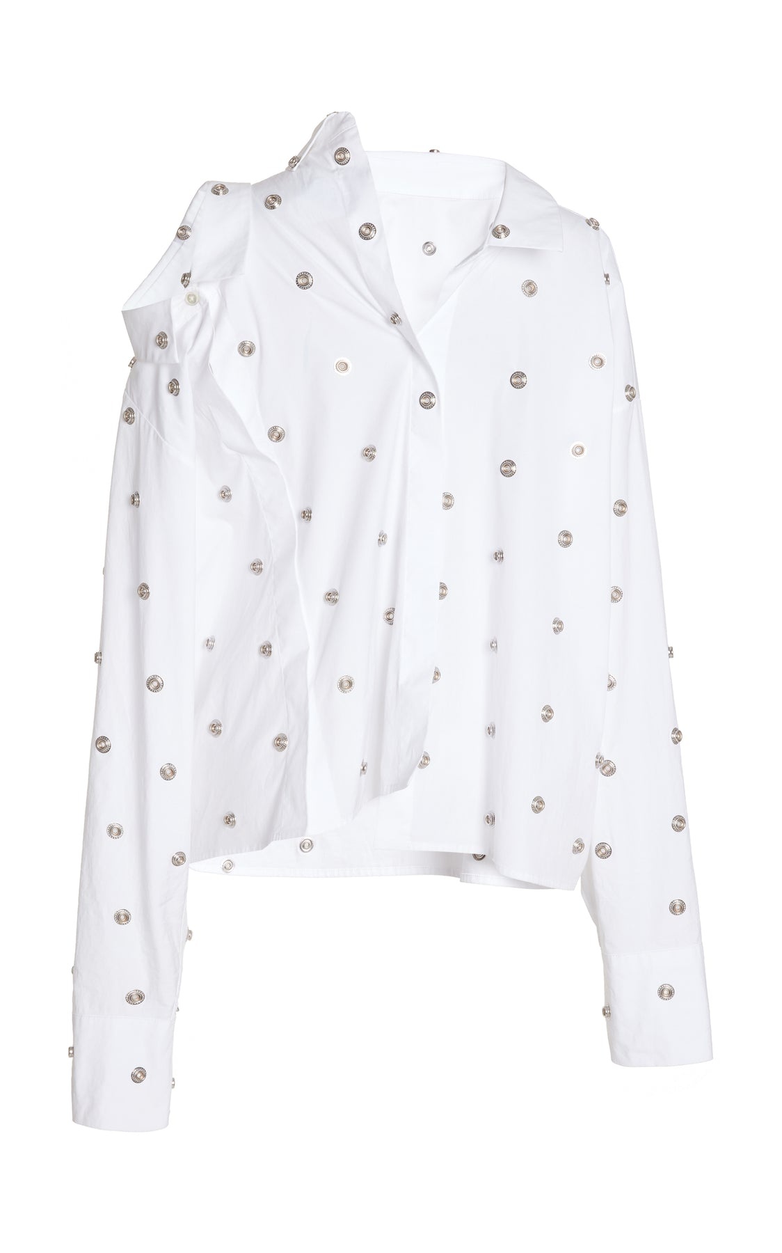 STUDDED DOUBLE COLLAR SHIRT WHITE - 13