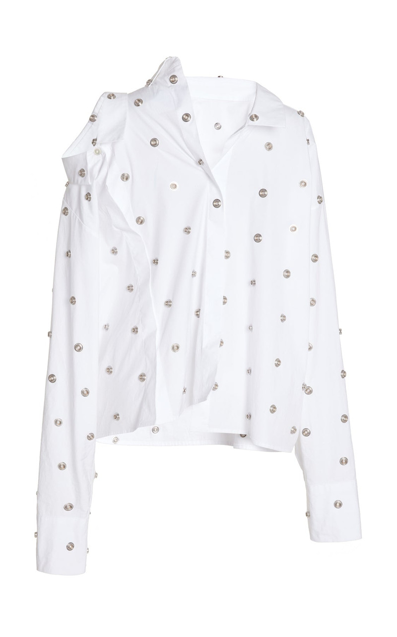 STUDDED DOUBLE COLLAR SHIRT WHITE 13