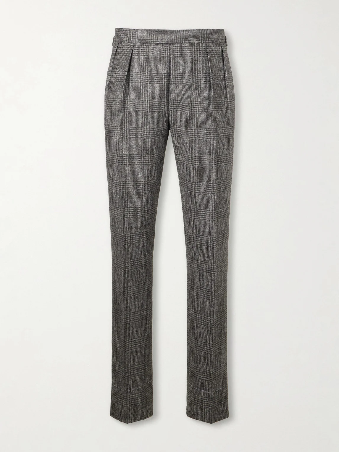 Straight-Leg Checked Camel Hair Suit Trousers - 1