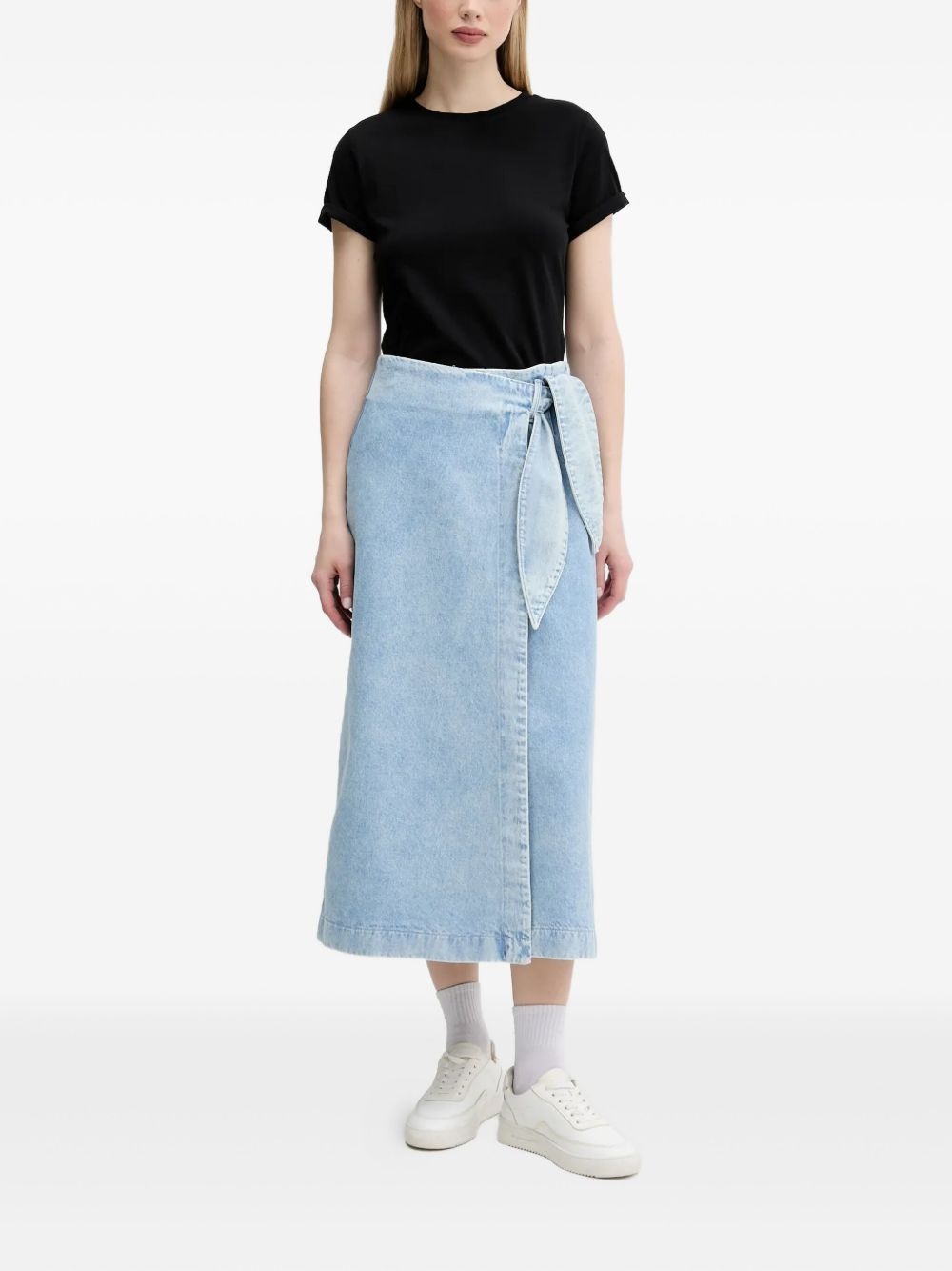tie-front denim midi skirt - 2