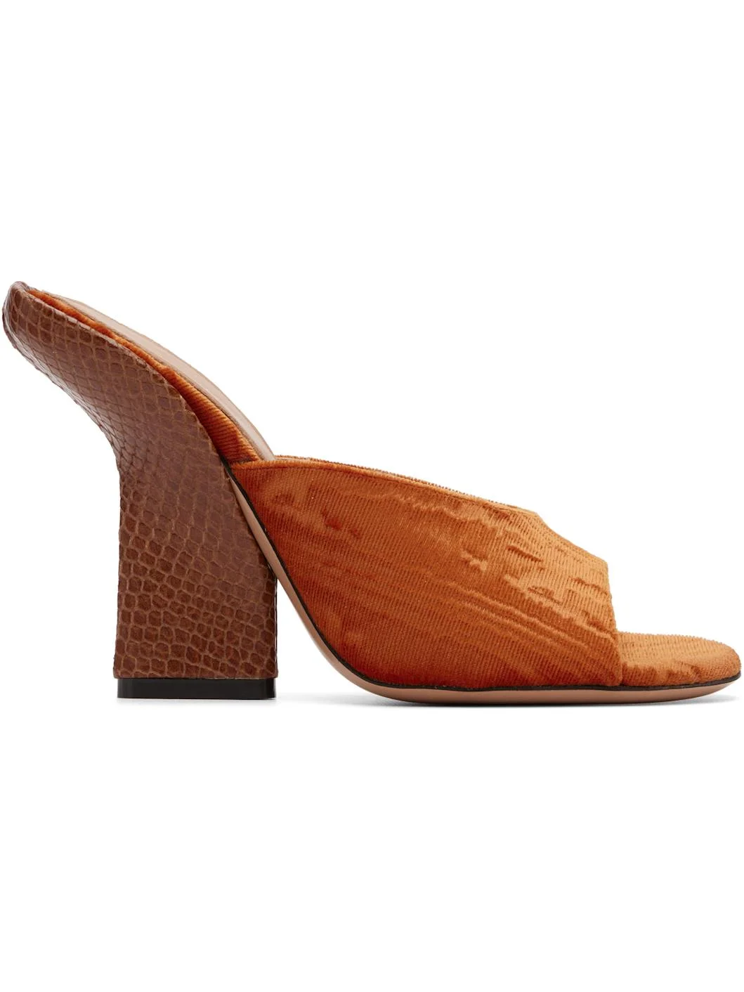 Orange Velvet Heeled Sandals - 1