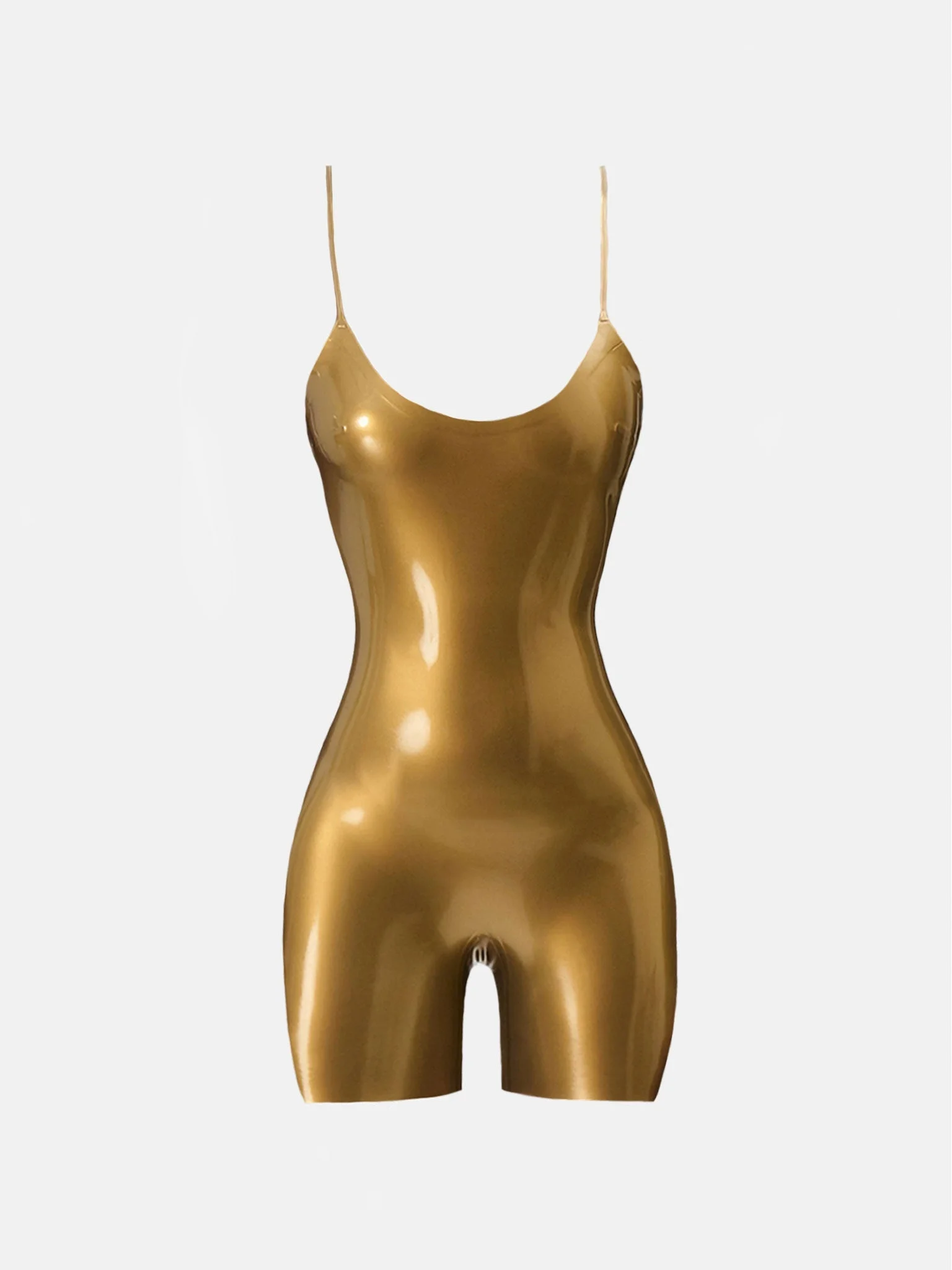 TOFFEE LATEX PLAYSUIT GOLD - 1