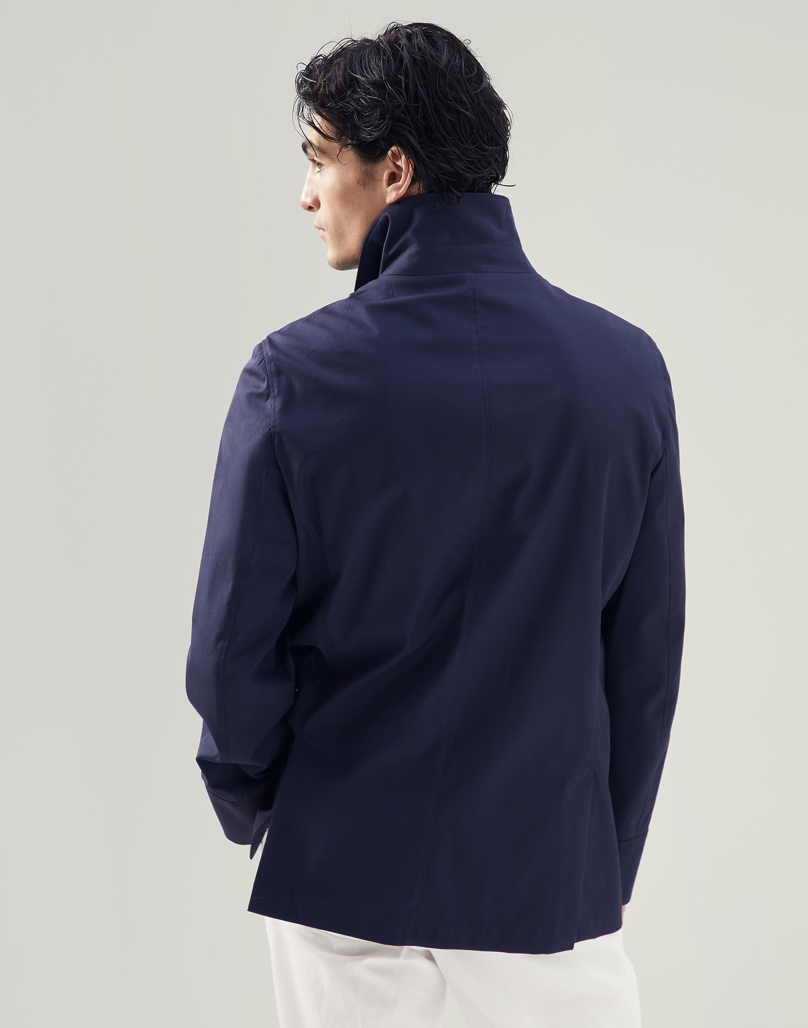 Water-resistant cotton and nylon gabardine pea coat with metal buttons - 2