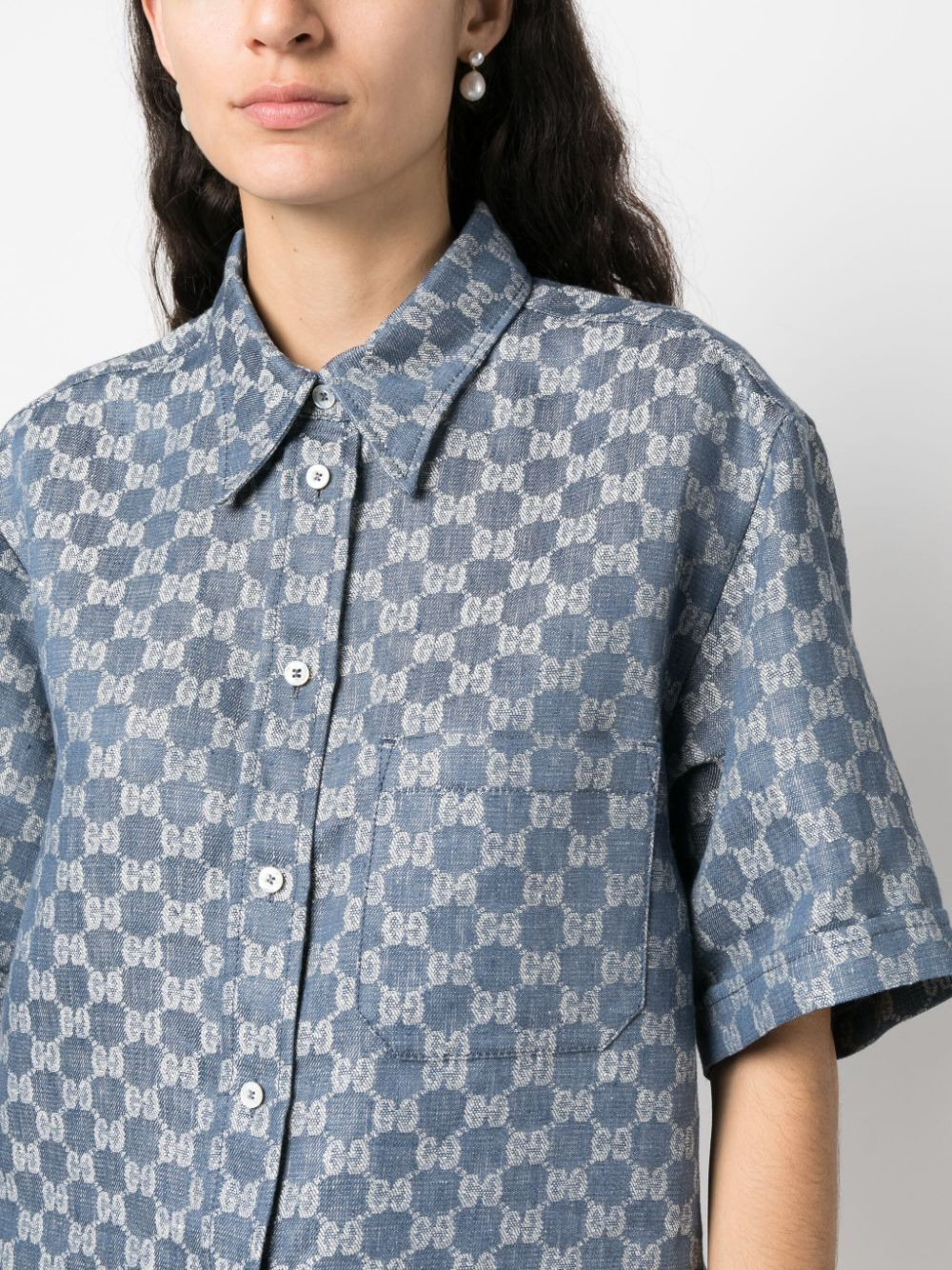 GG linen jacquard shirt - 5