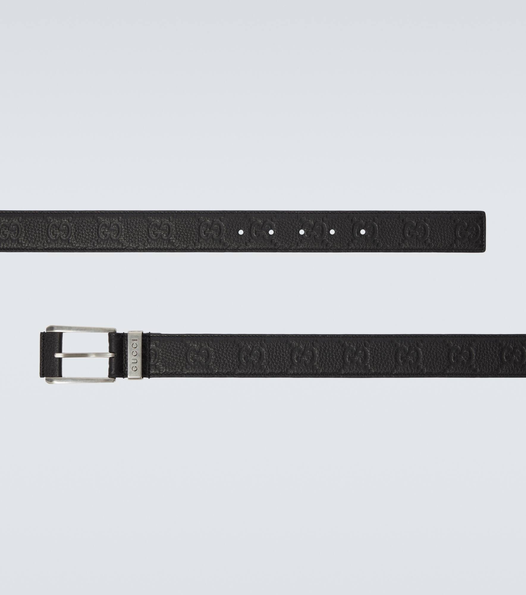 GG debossed leather belt - 4