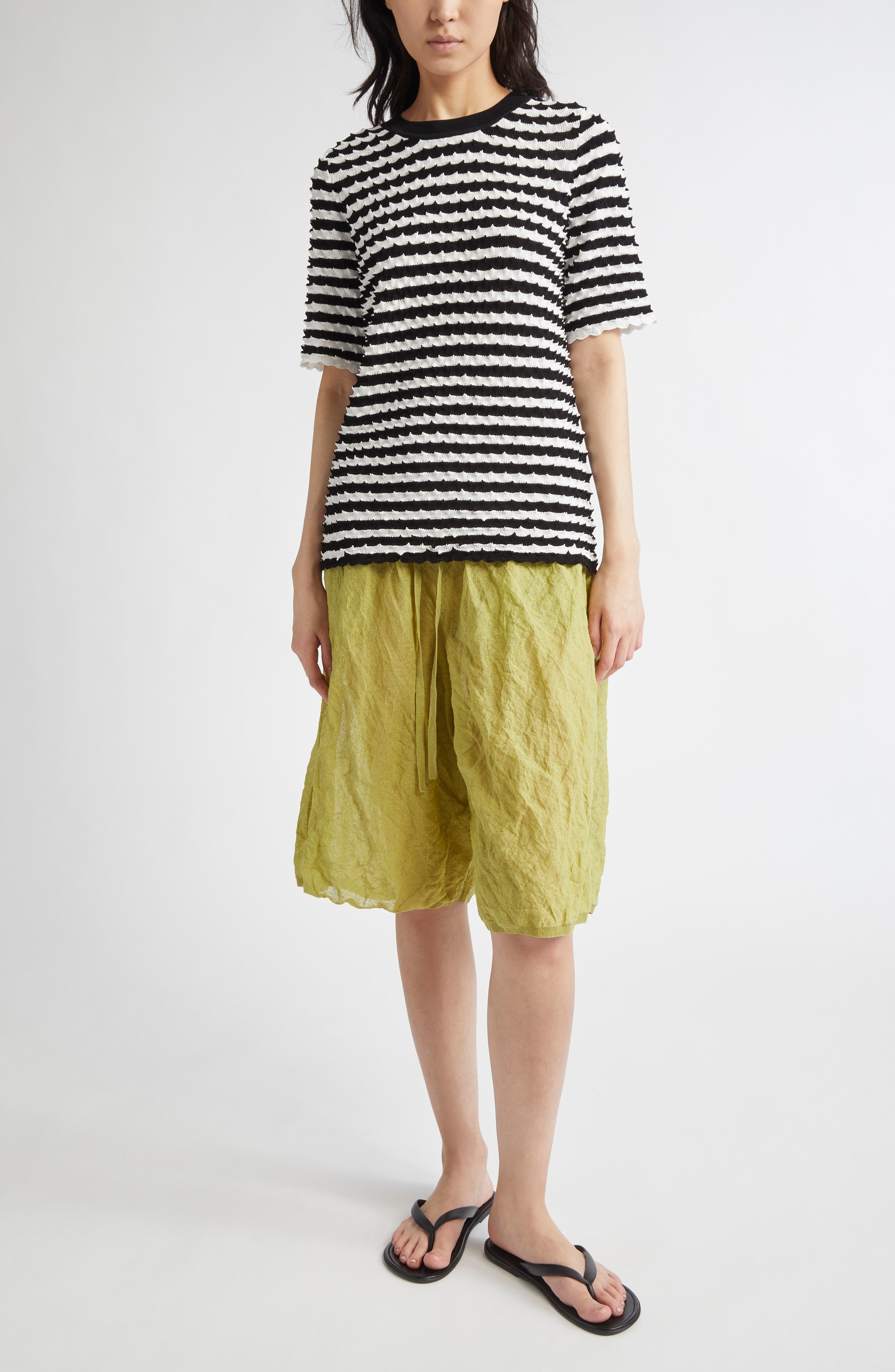 ZANKOV Elodie Stripe Crewneck Sweater in Black/Ivory Multi at Nordstrom - 2