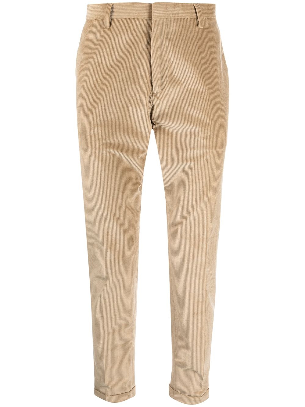 ribbed pressed-crease trousers - 1