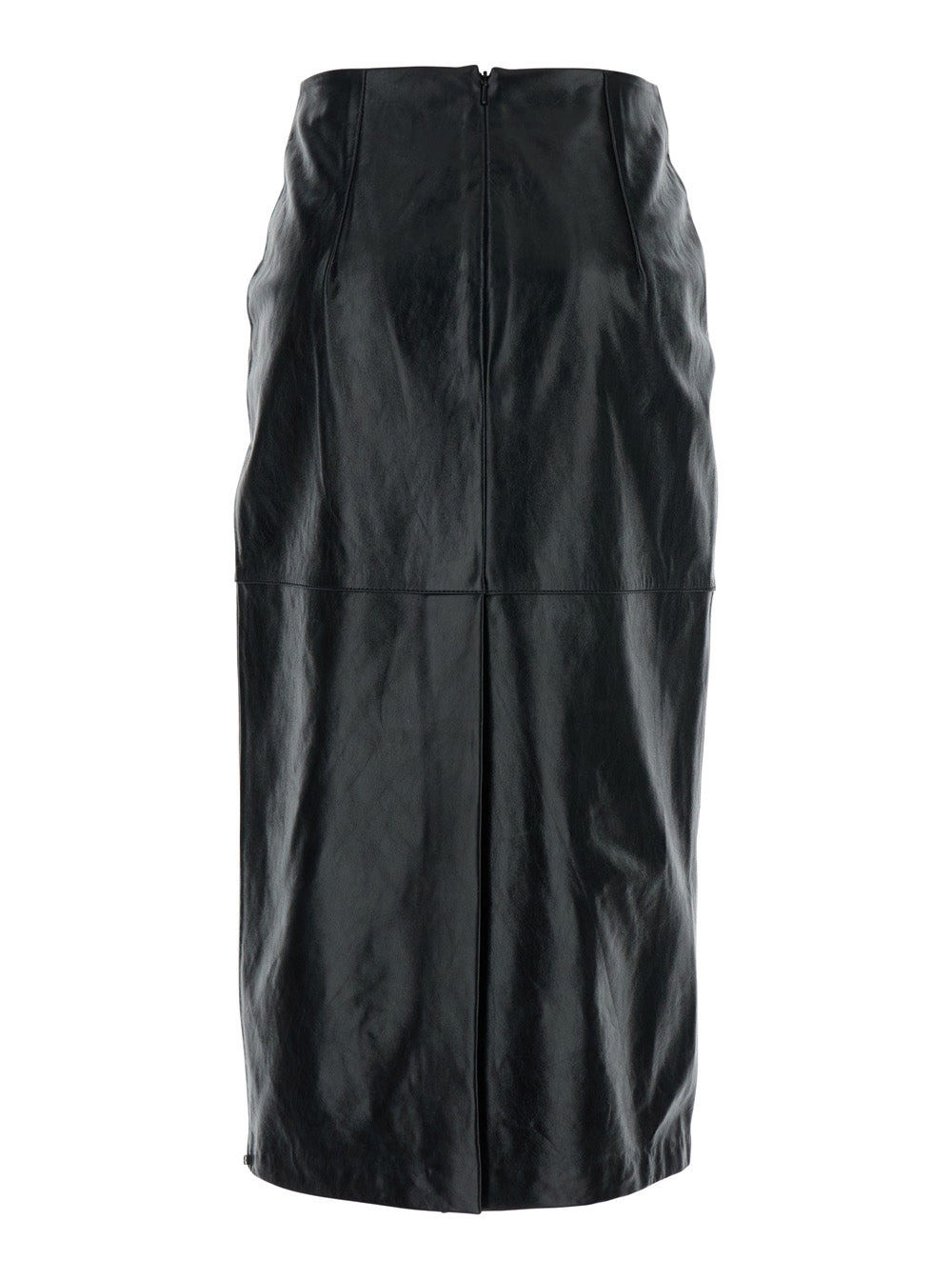 Sportmax Women Black Skirt With Hidden Back Closure In Leather Woman - 2