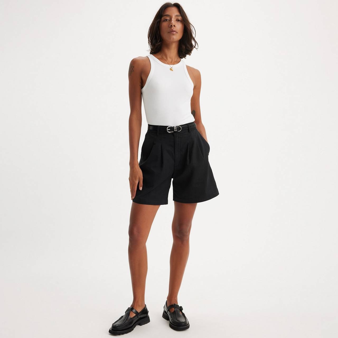 PLEATED WOMEN'S TROUSER SHORTS - 3