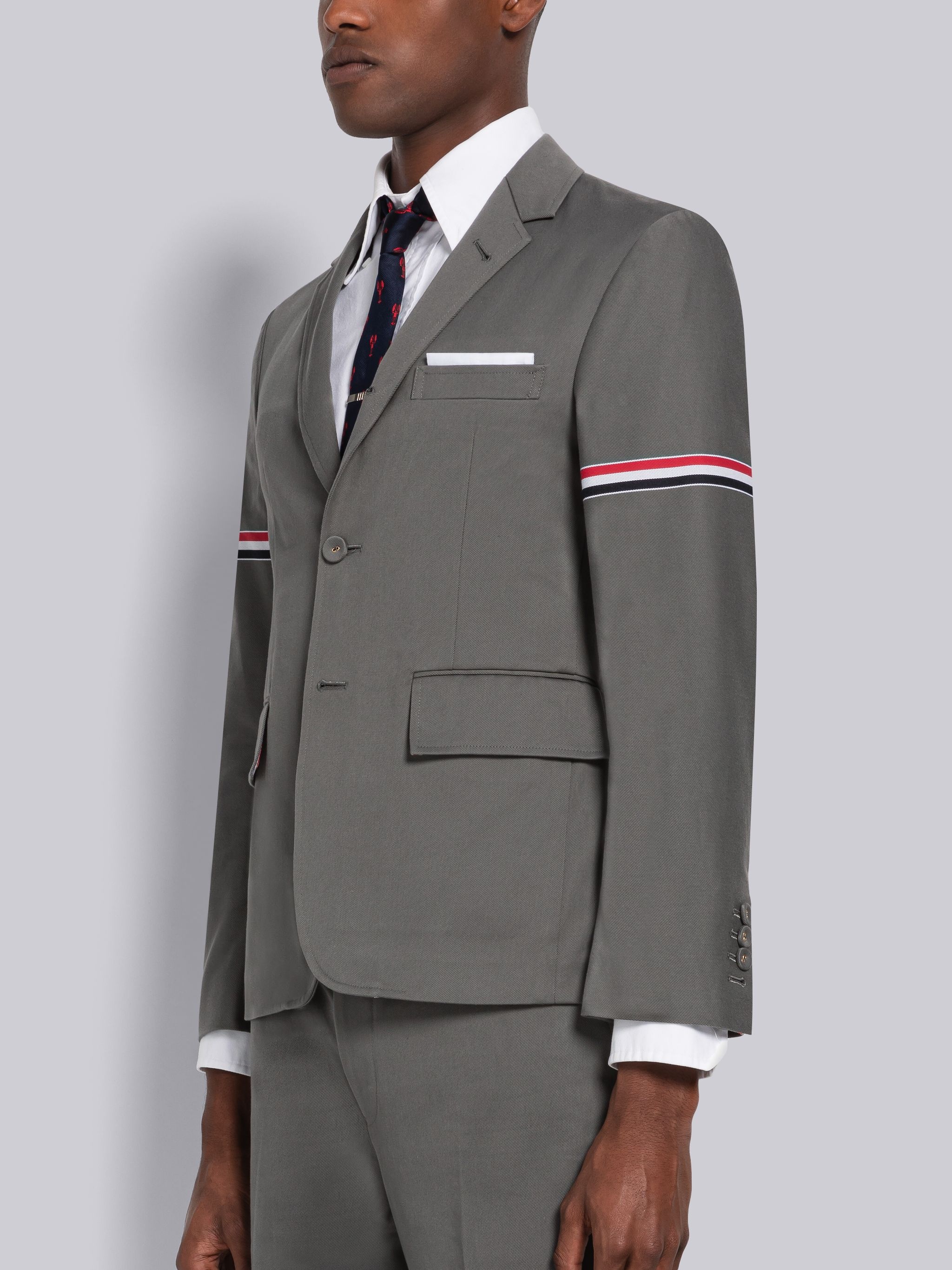 Stripe Twill Unconstructed Classic Single Breasted Sport Coat - 2