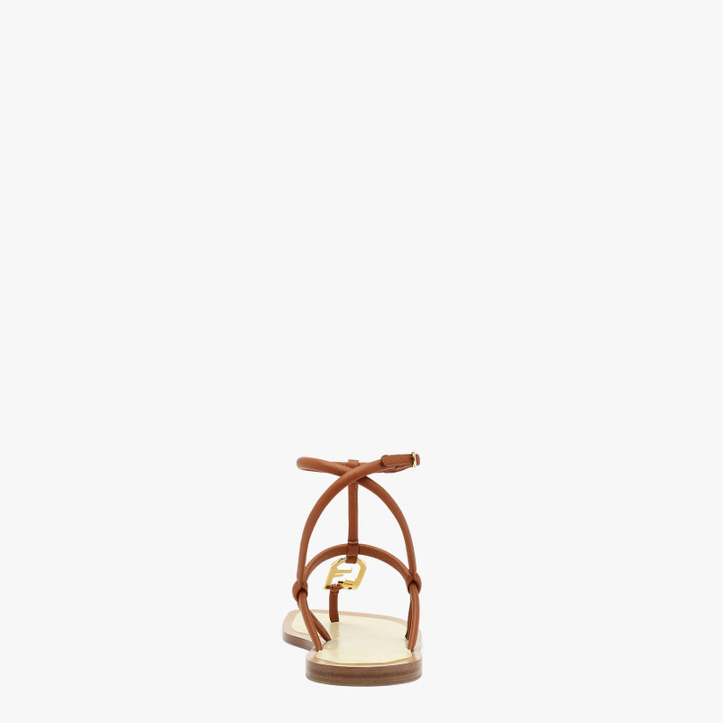 FENDI Brown nappa leather thong sandals outlook