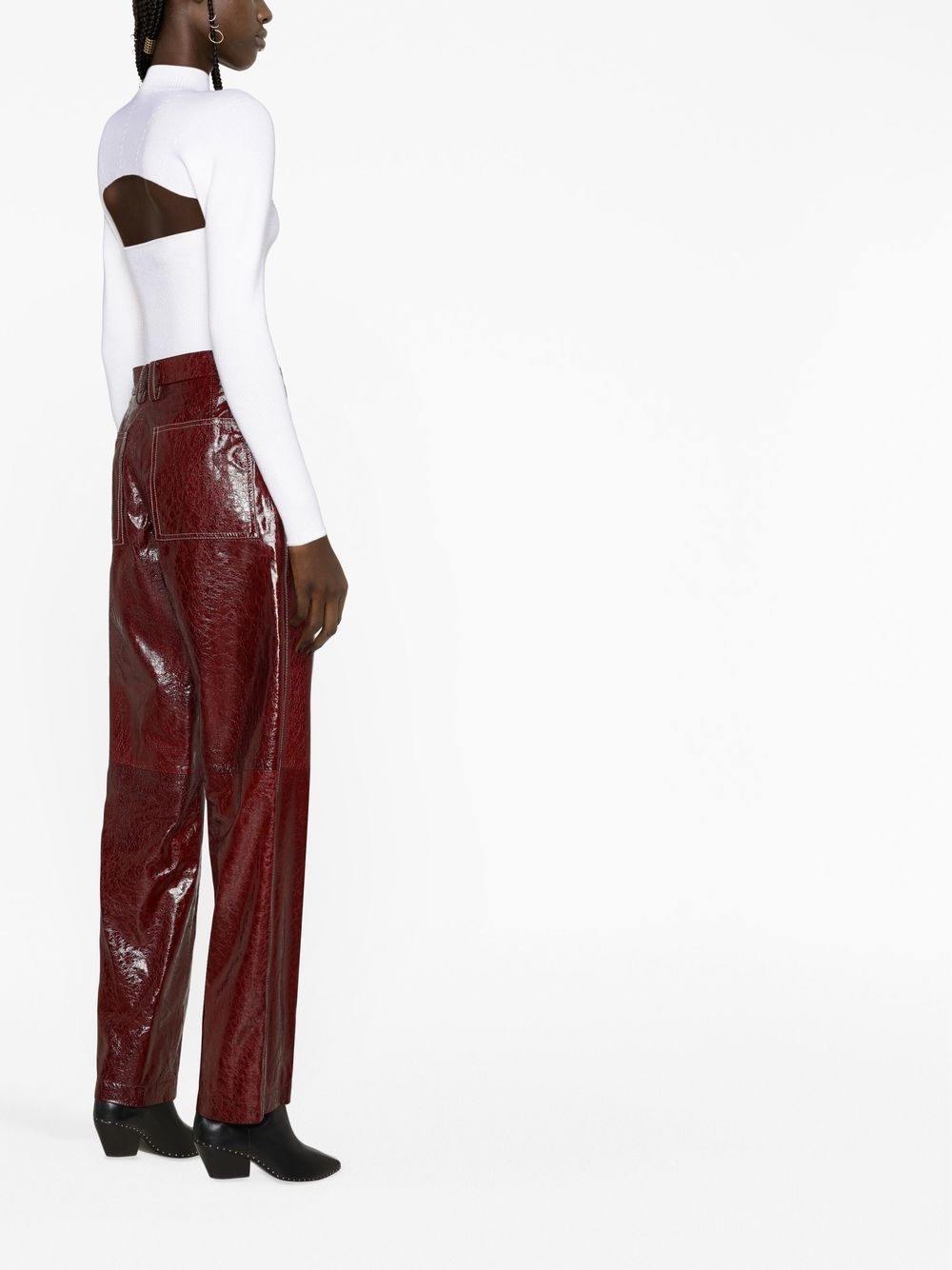 high-shine finish trousers - 4