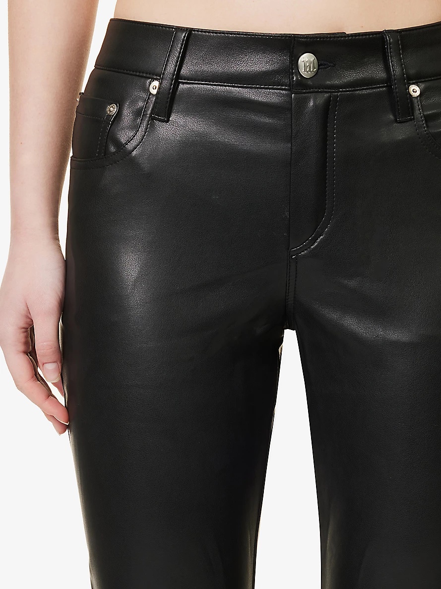 Straight-leg mid-rise leather trousers - 5