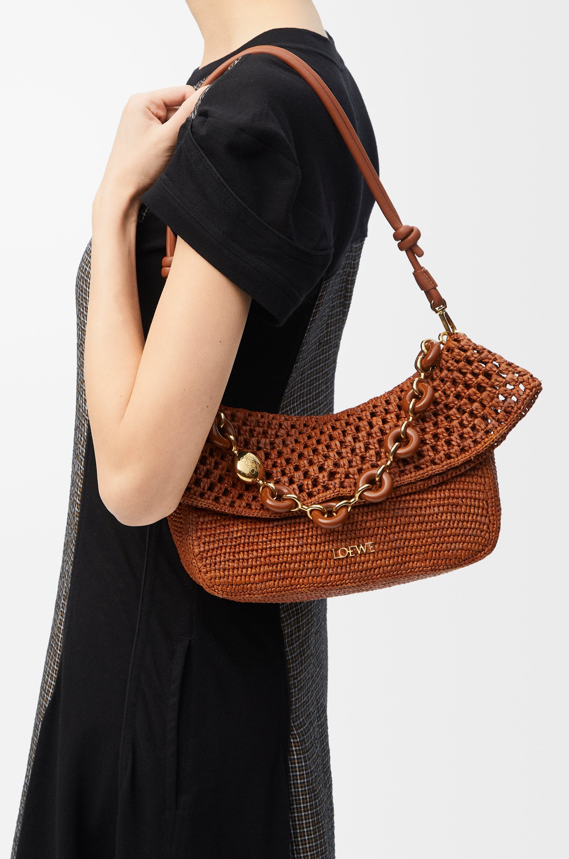 Medium Ola bag in raffia and calfskin - 3
