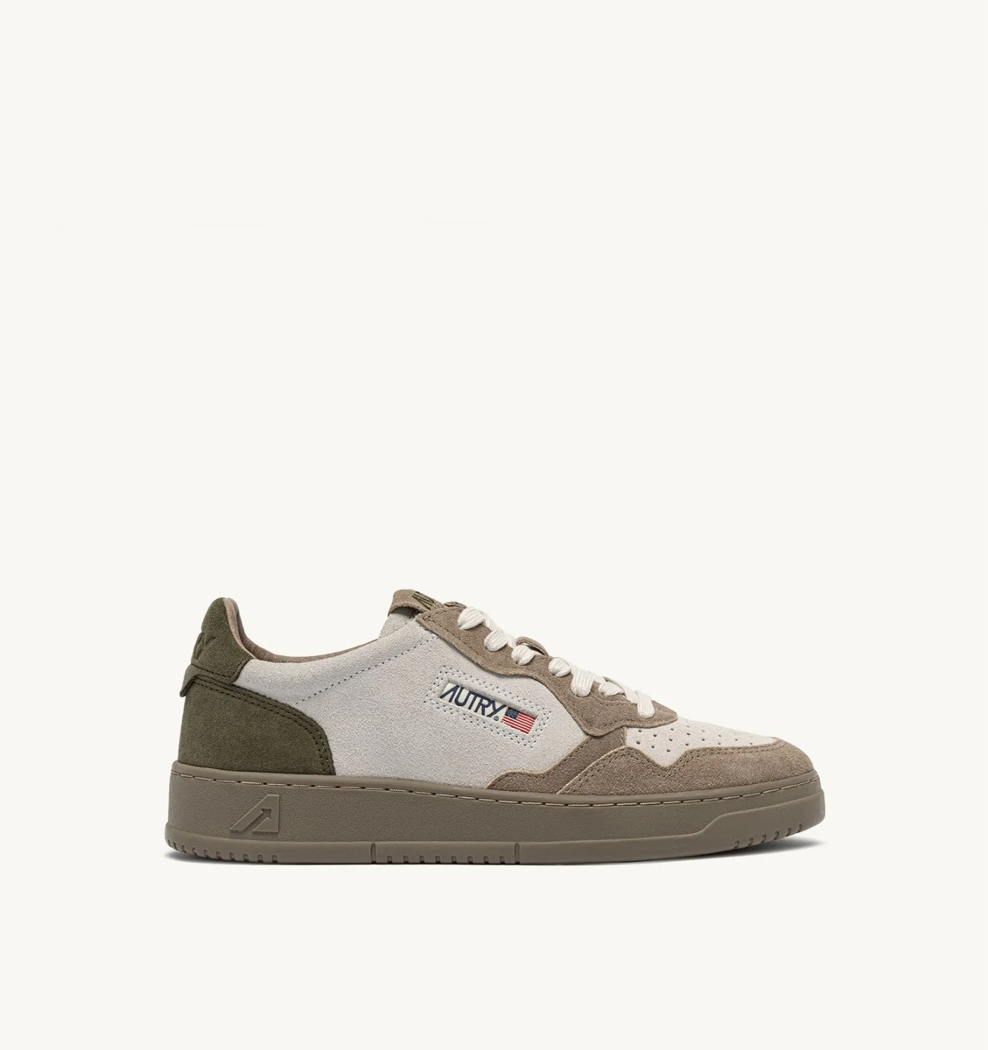 MEDALIST LOW TRICOLOR SNEAKERS IN JUNGLE, WHITE AND ANTILOP SUEDE - 1