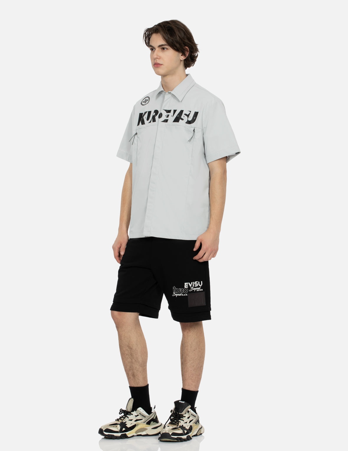 Logo and Kamon Print Regular Fit Short-Sleeves Shirt - 3