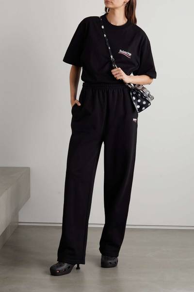 BALENCIAGA Oversized embroidered cotton-jersey T-shirt outlook