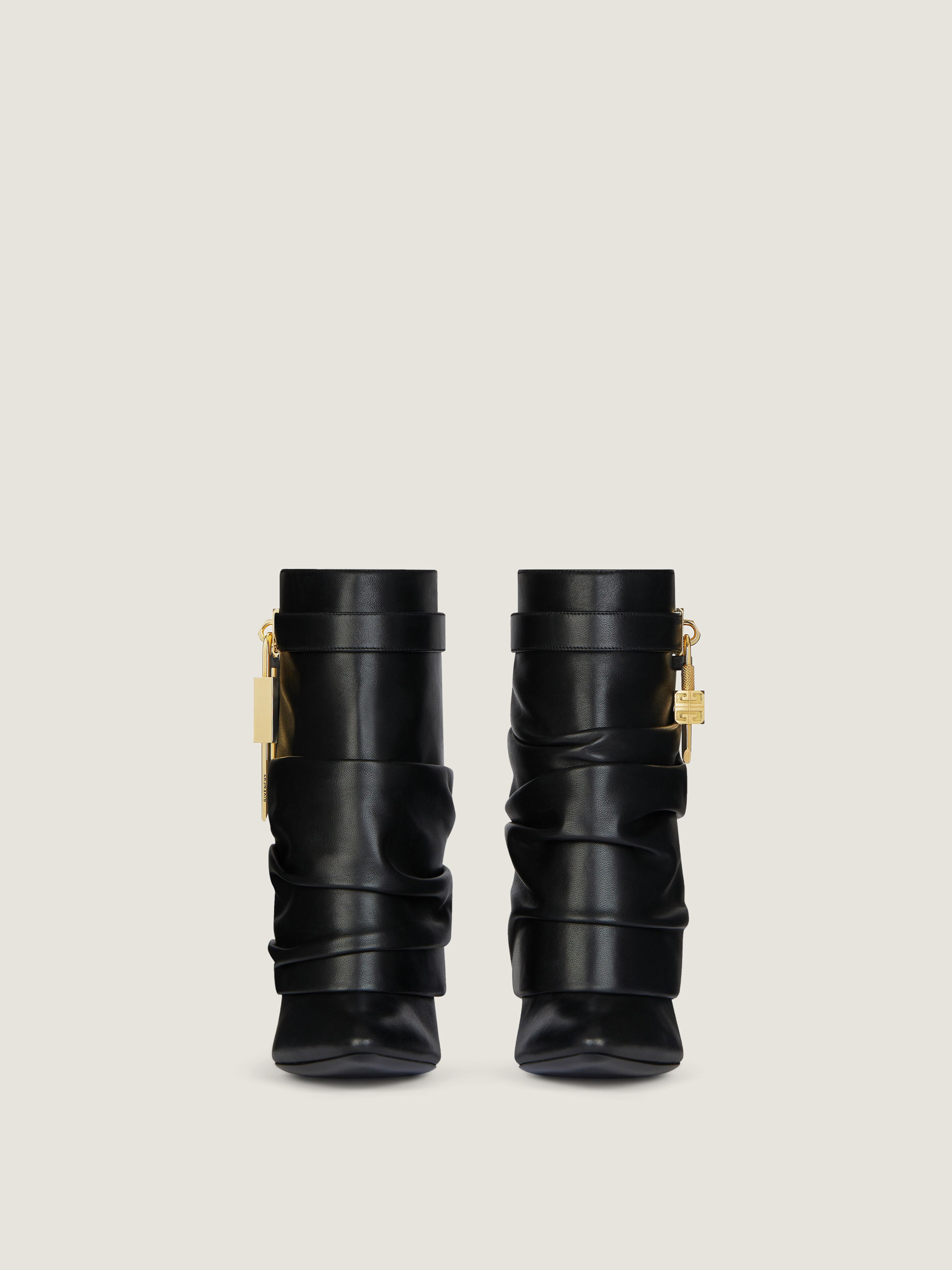 SHARK LOCK STILETTO ANKLE BOOTS IN NAPPA LEATHER - 3