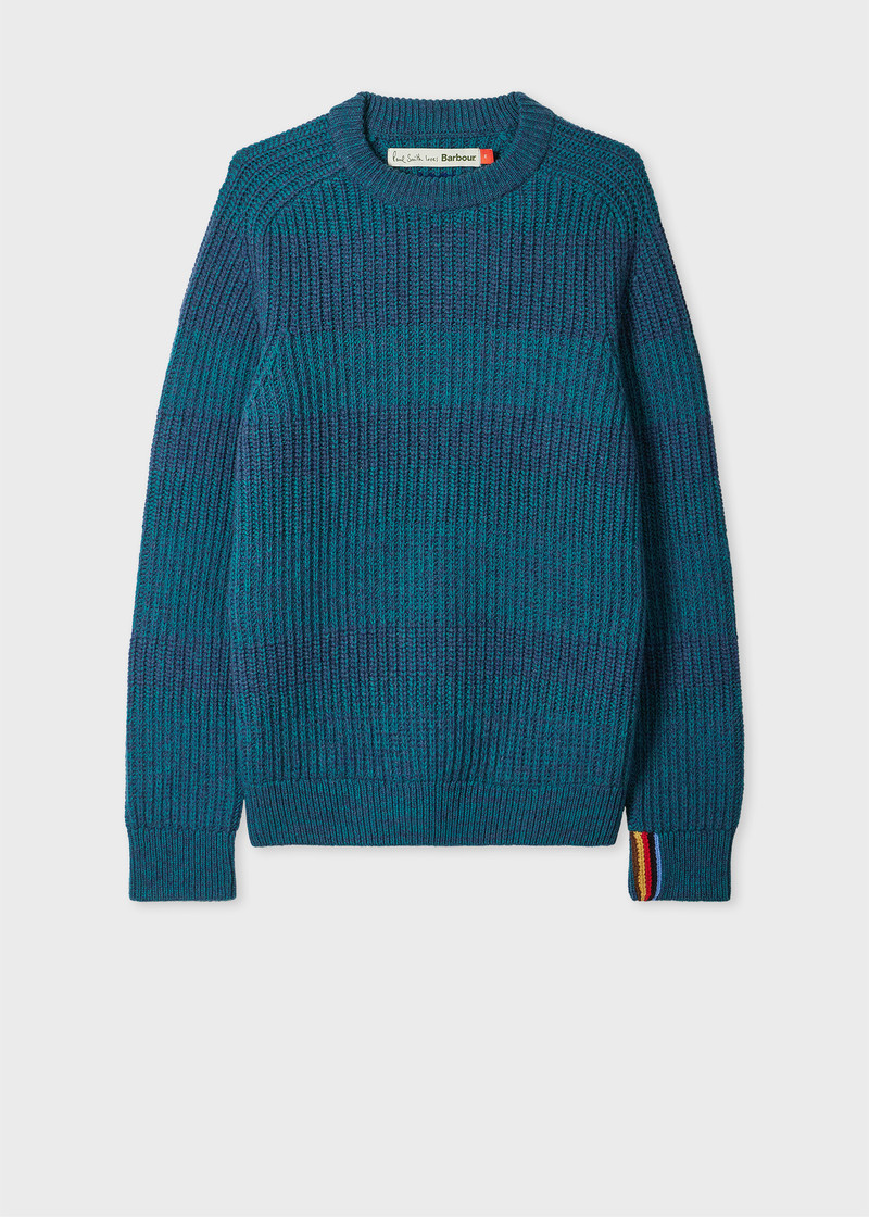 Paul Smith loves Barbour - Rosette Blue Saddle Crew Neck Sweater 1