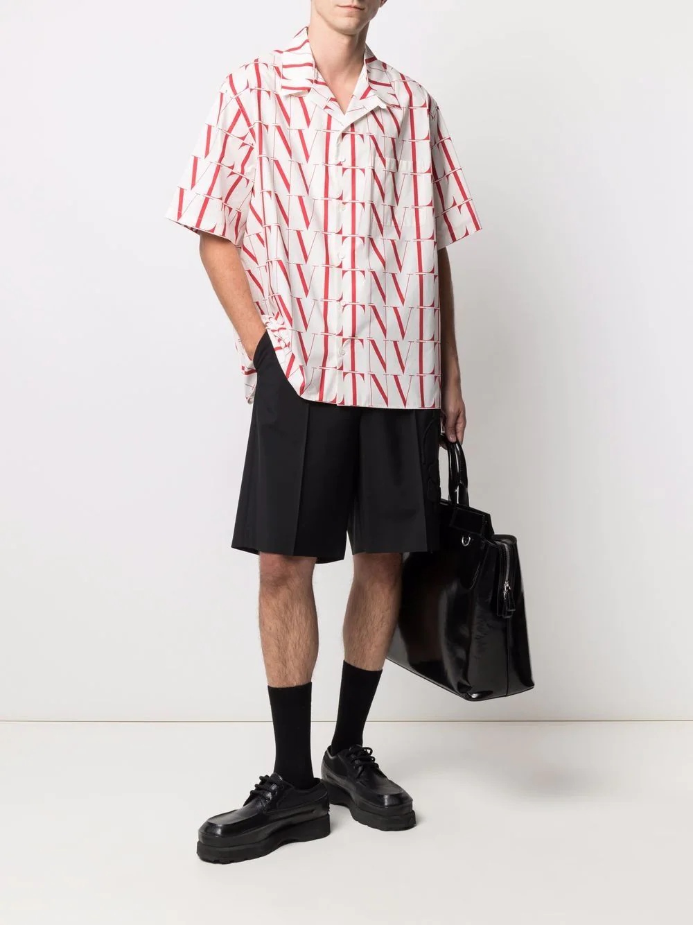 VLTN-print short-sleeve shirt - 2