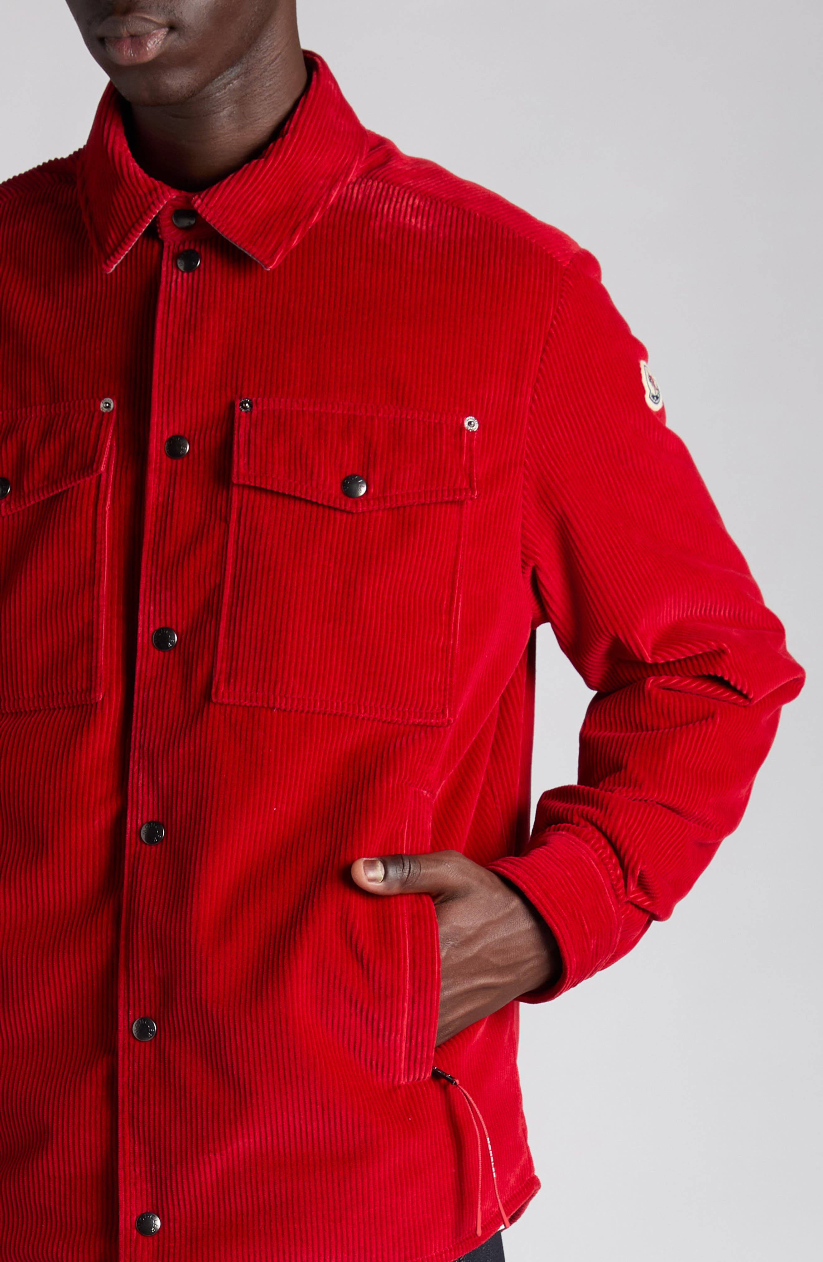 Moncler Ambroisie Corduroy Shirt Jacket in Fiery Red at Nordstrom - 5