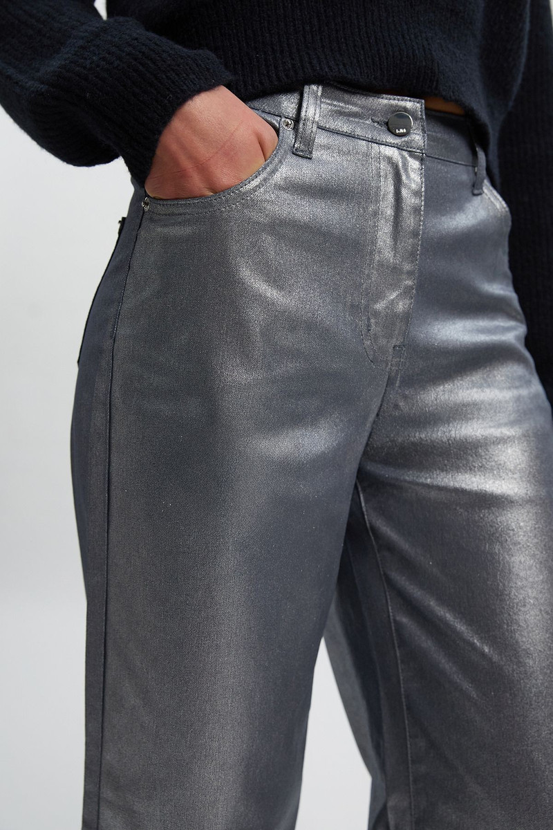 Petite Metallic Coated Denim Wide Leg Jean 3